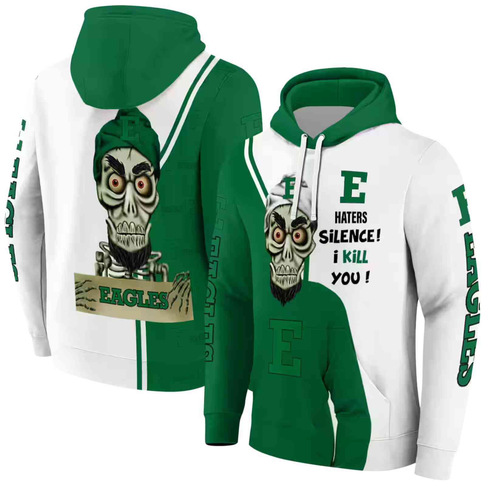 eastern michigan eagles achmed skull green hoodie fashion forward