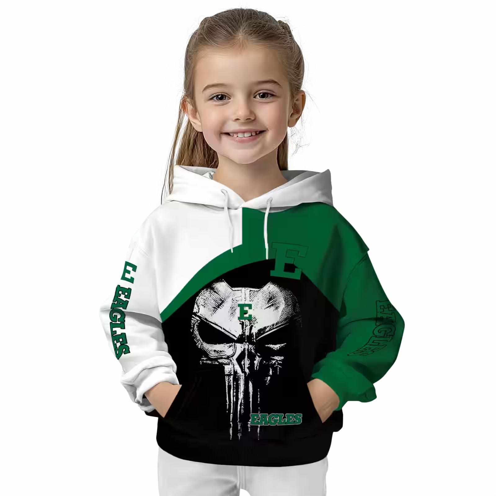 eastern michigan eagles skull punisher white black hoodie top rated