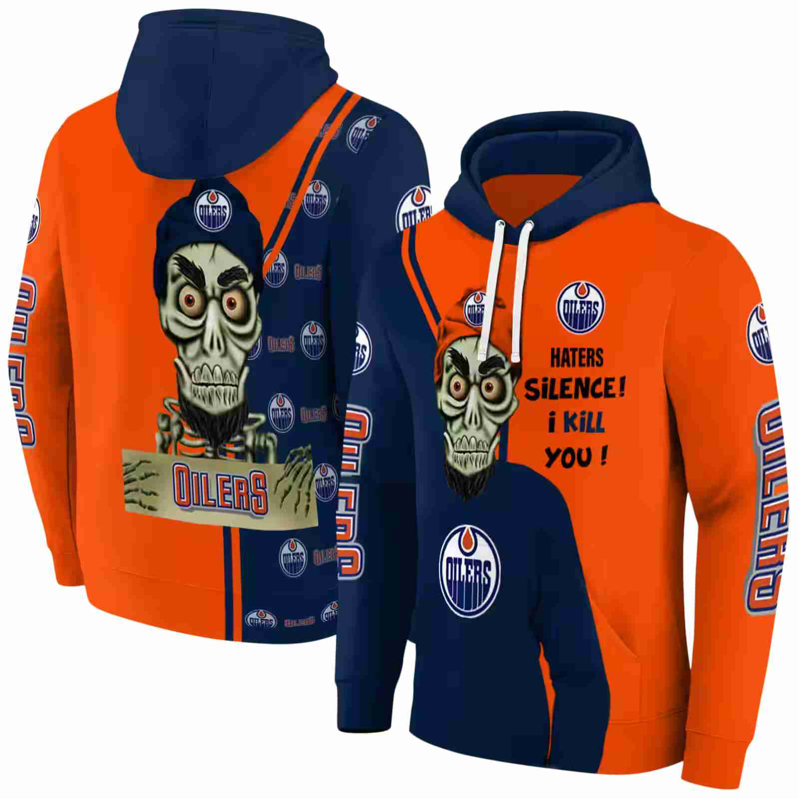 edmonton oilers achmed skull blue hoodie fashion forward