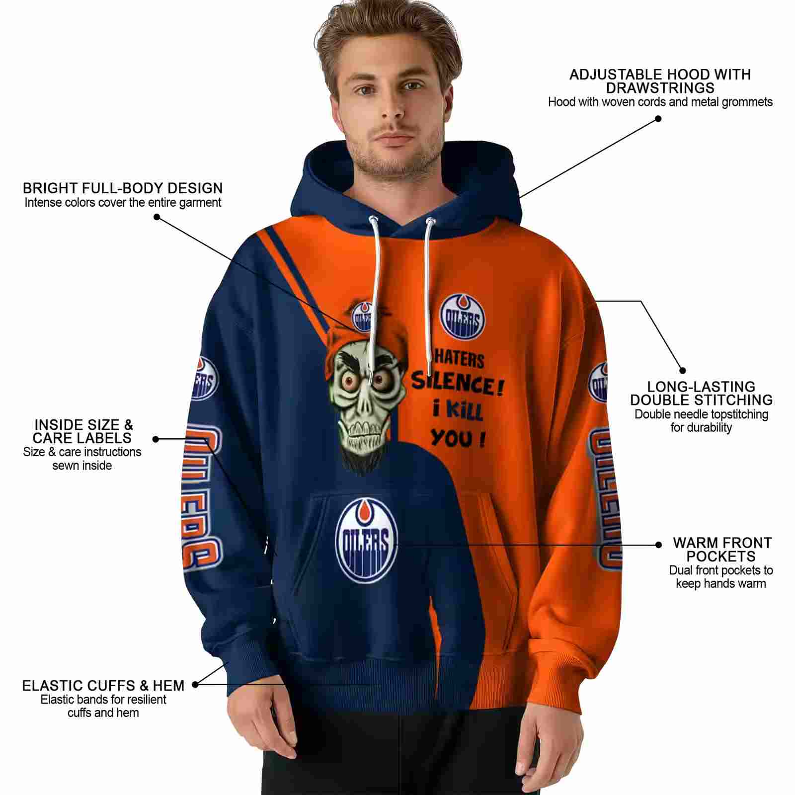 edmonton oilers achmed skull blue hoodie latest model