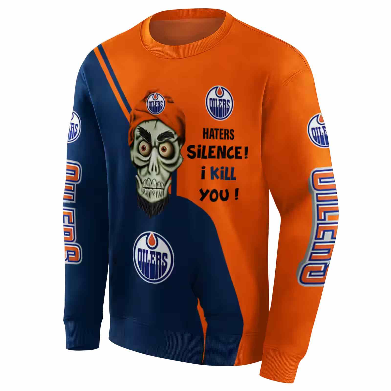 edmonton oilers achmed skull blue hoodie new arrival