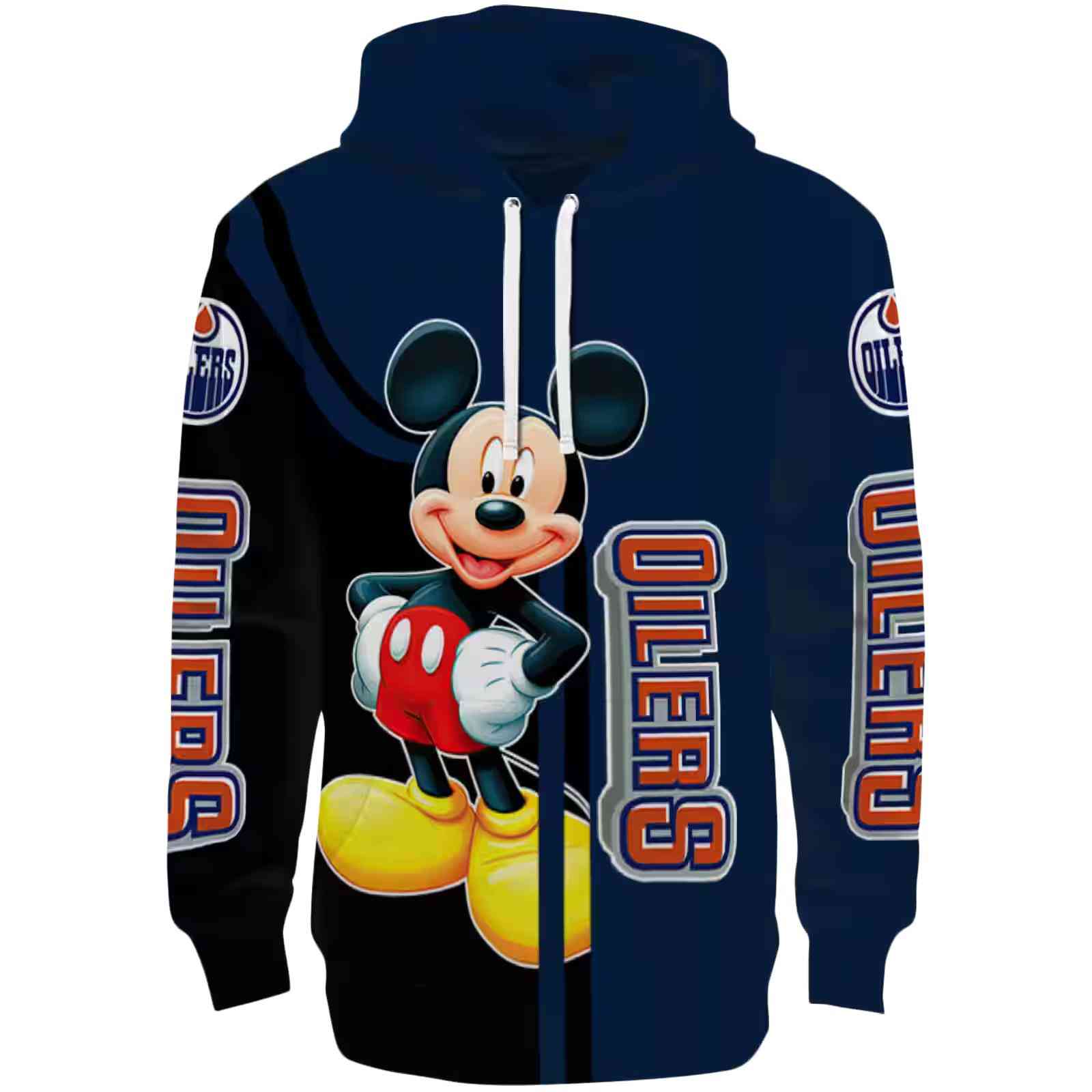 Edmonton Oilers Mickey Mouse Blue Black Hoodie