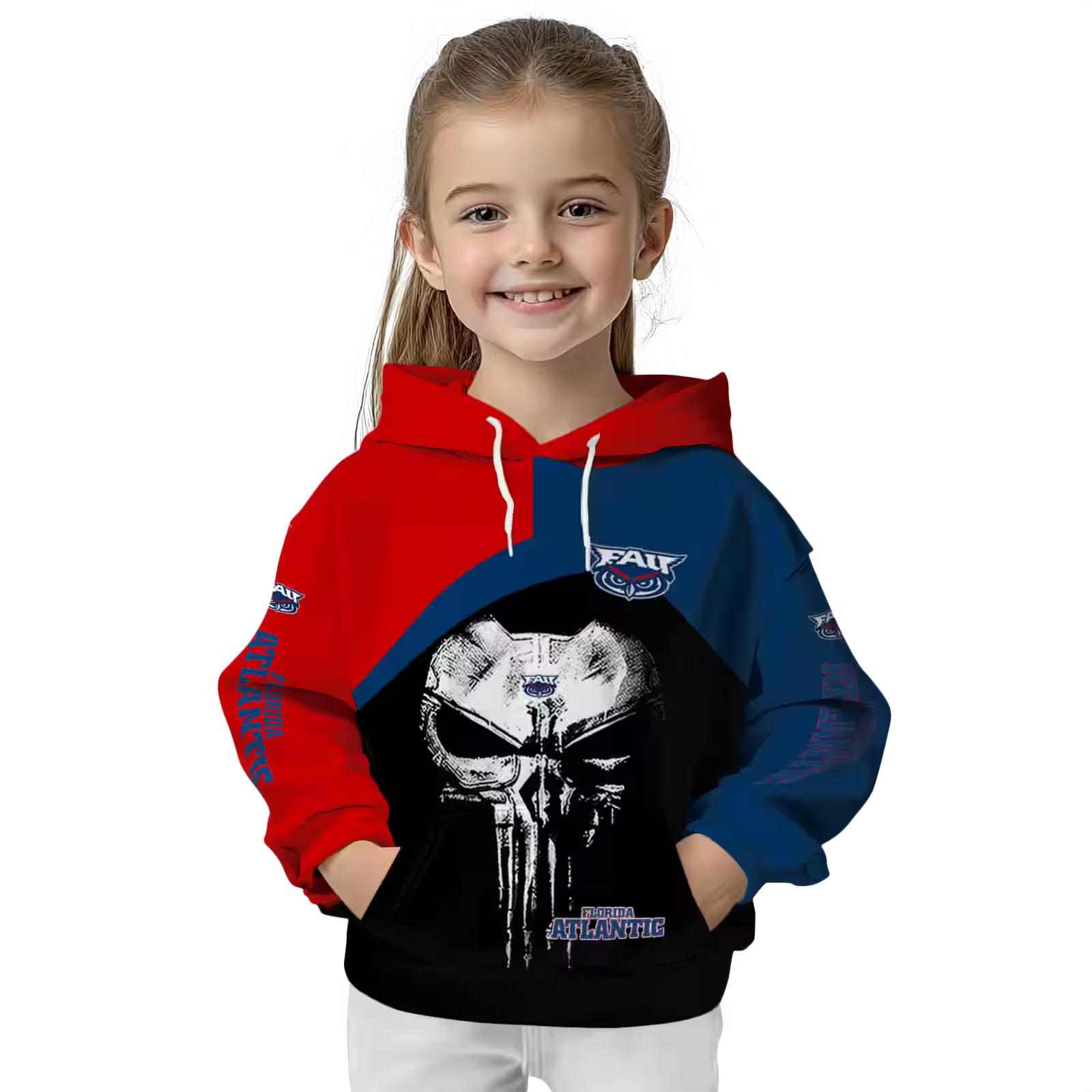 florida atlantic owls skull punisher red black hoodie top rated