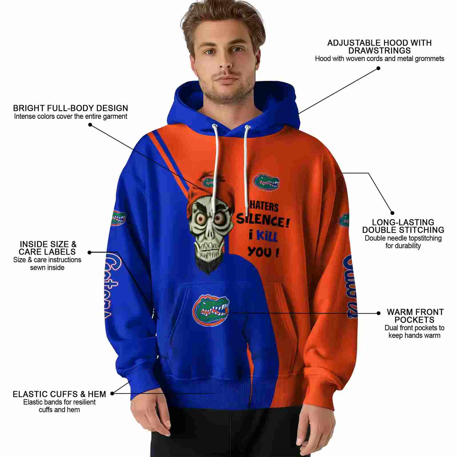 florida gators achmed skull blue hoodie latest model