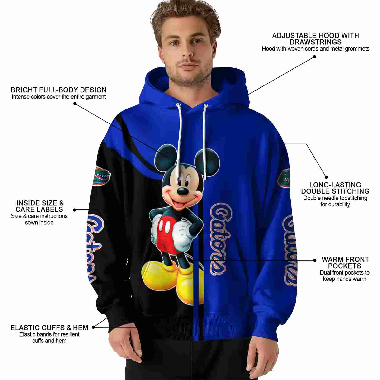 florida gators mickey mouse blue black hoodie latest model