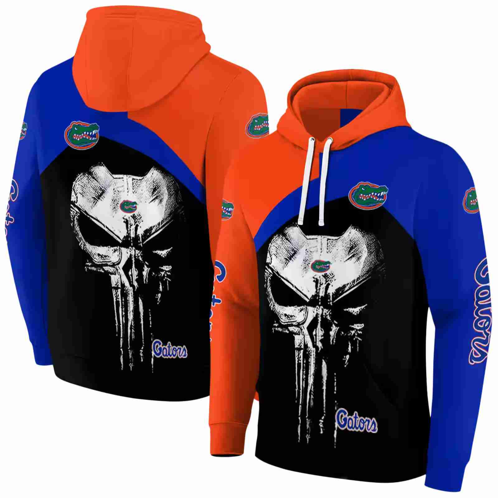 florida gators skull punisher orange black hoodie fashion forward