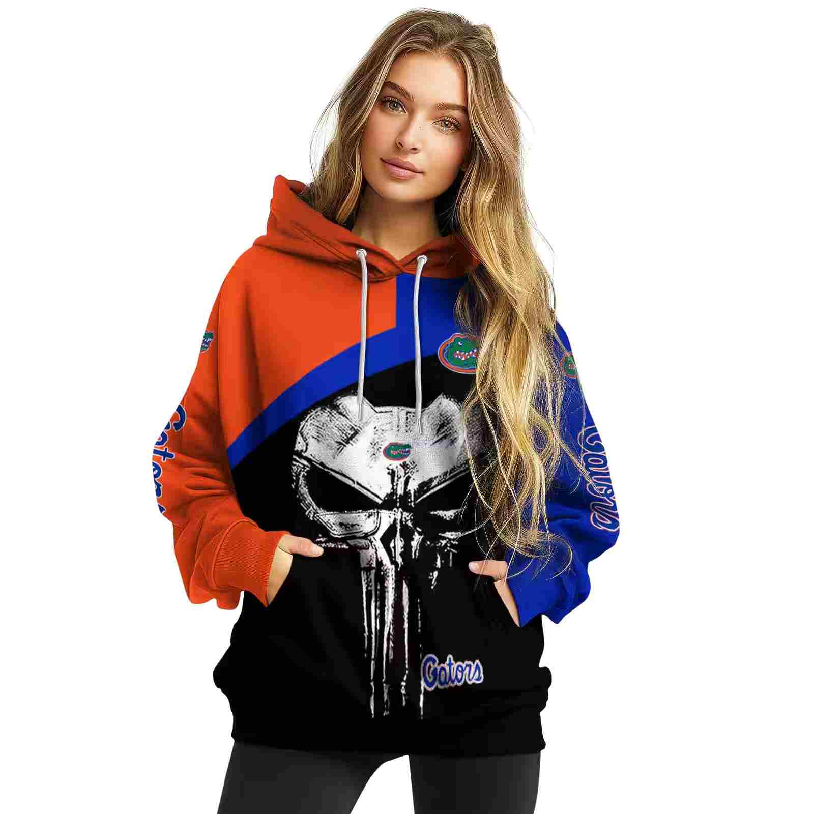 florida gators skull punisher orange black hoodie high quality