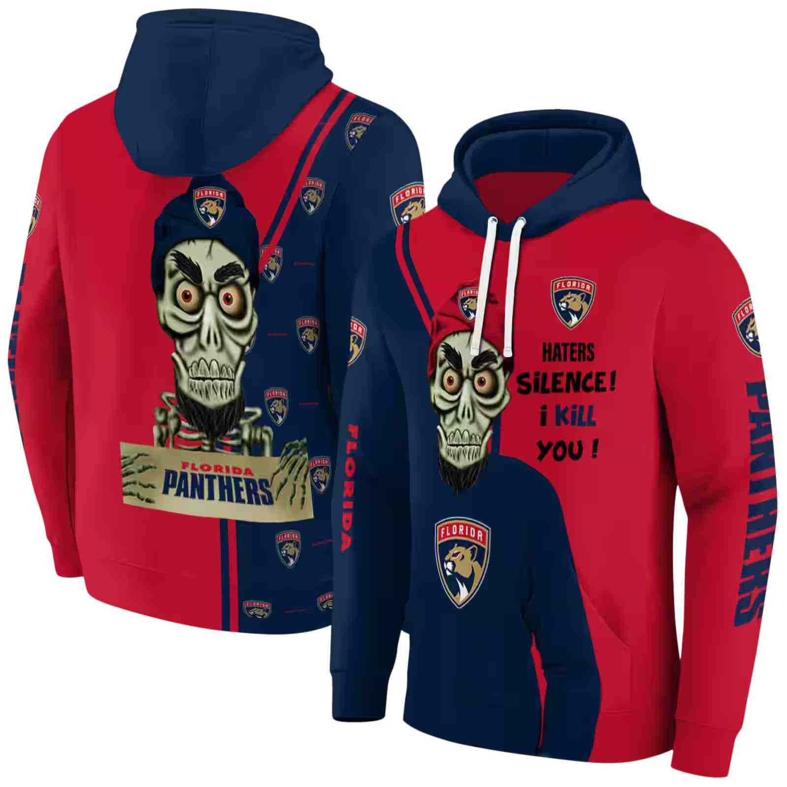 florida panthers achmed skull red hoodie fashion forward