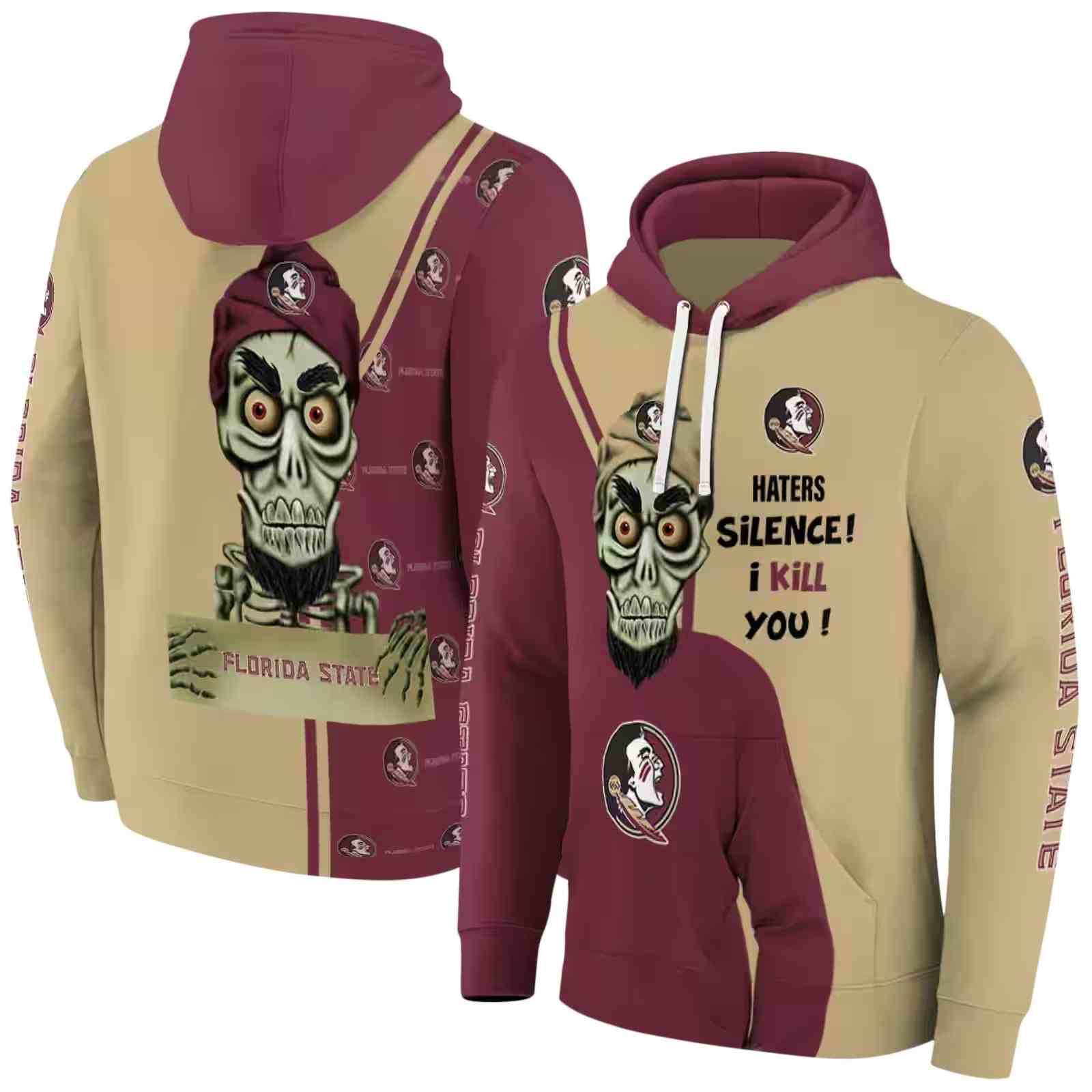 florida state seminoles achmed skull garnet hoodie fashion forward