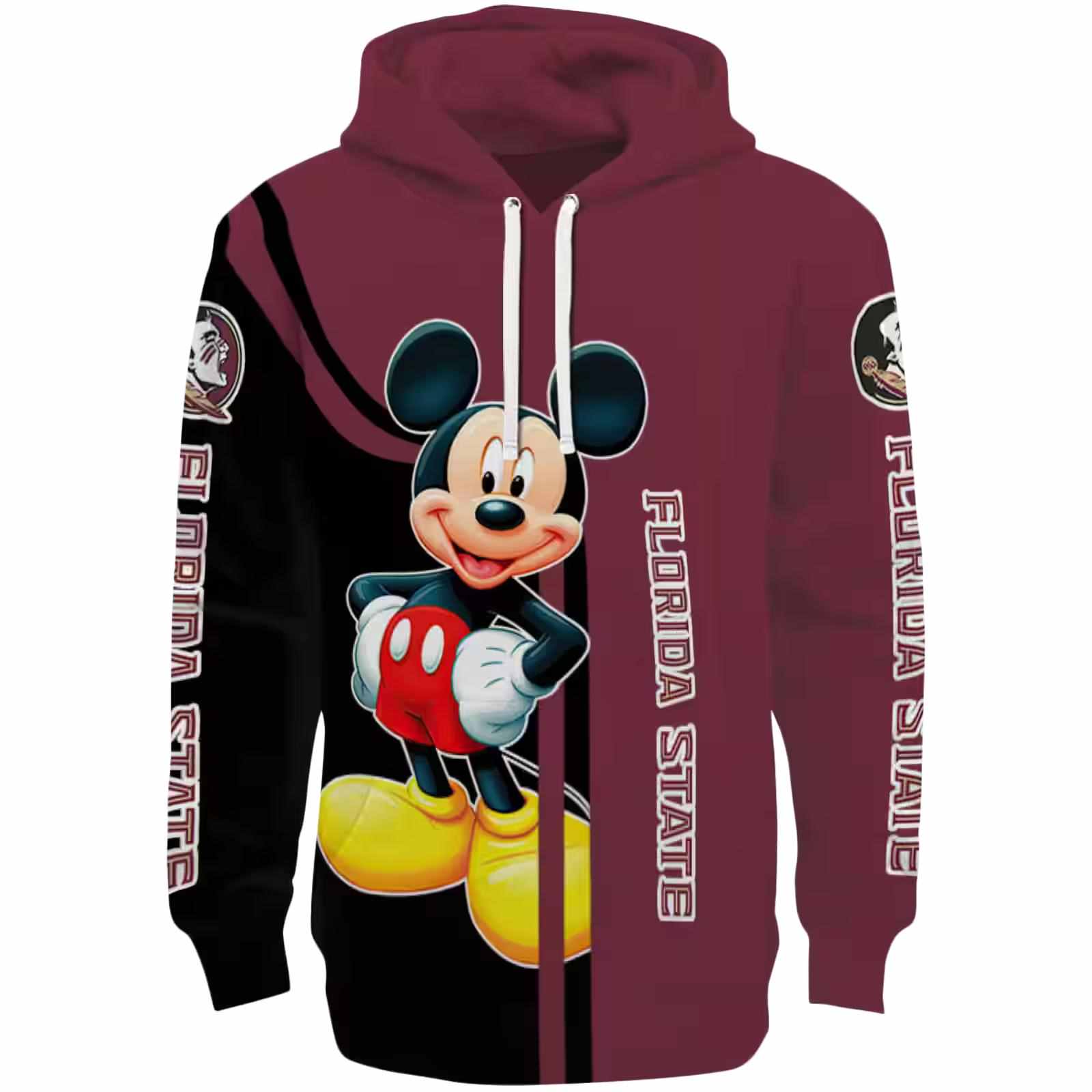 Florida State Seminoles Mickey Mouse Garnet Black Hoodie
