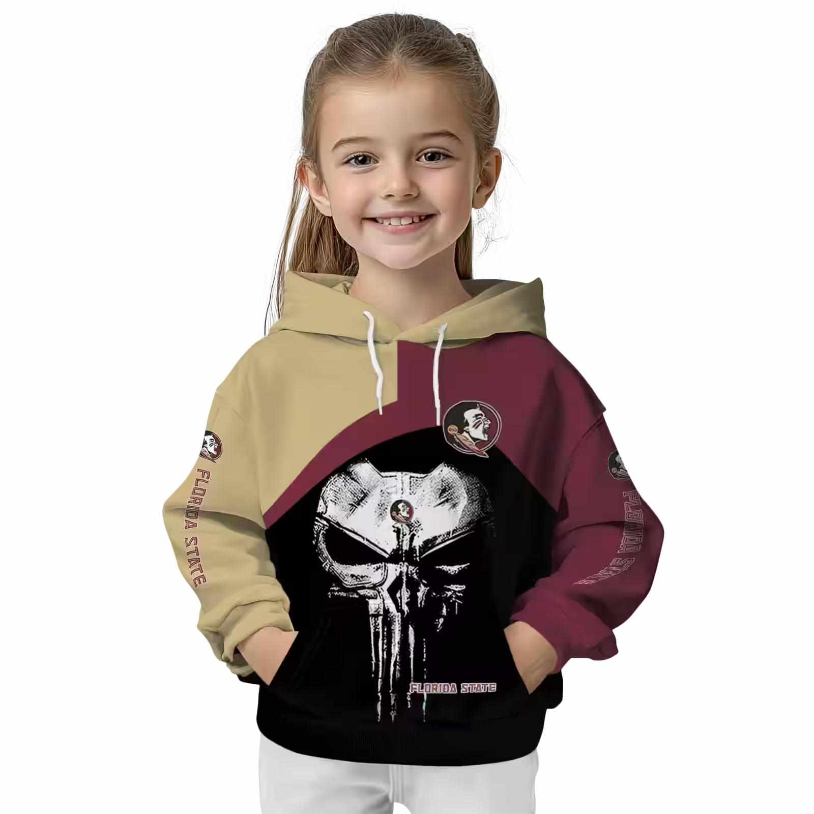 florida state seminoles skull punisher gold black hoodie top rated