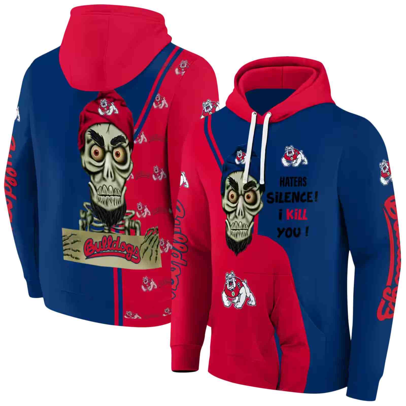 fresno state bulldogs achmed skull red hoodie fashion forward