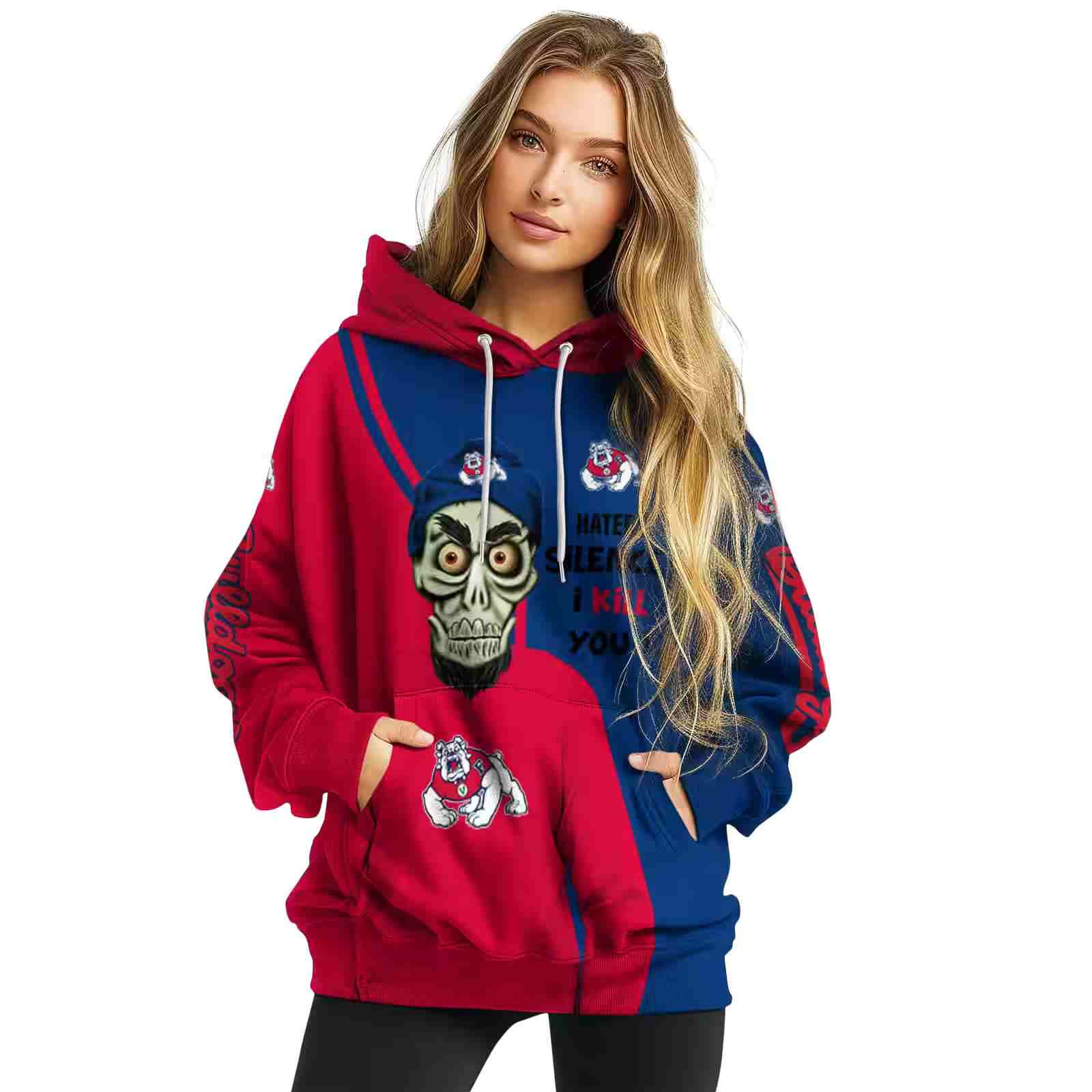fresno state bulldogs achmed skull red hoodie high quality