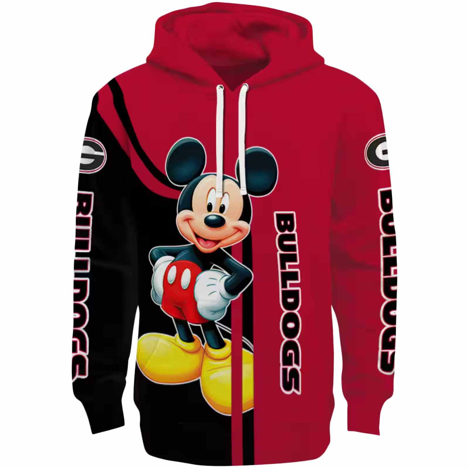 Georgia Bulldogs Mickey Mouse Red Black Hoodie