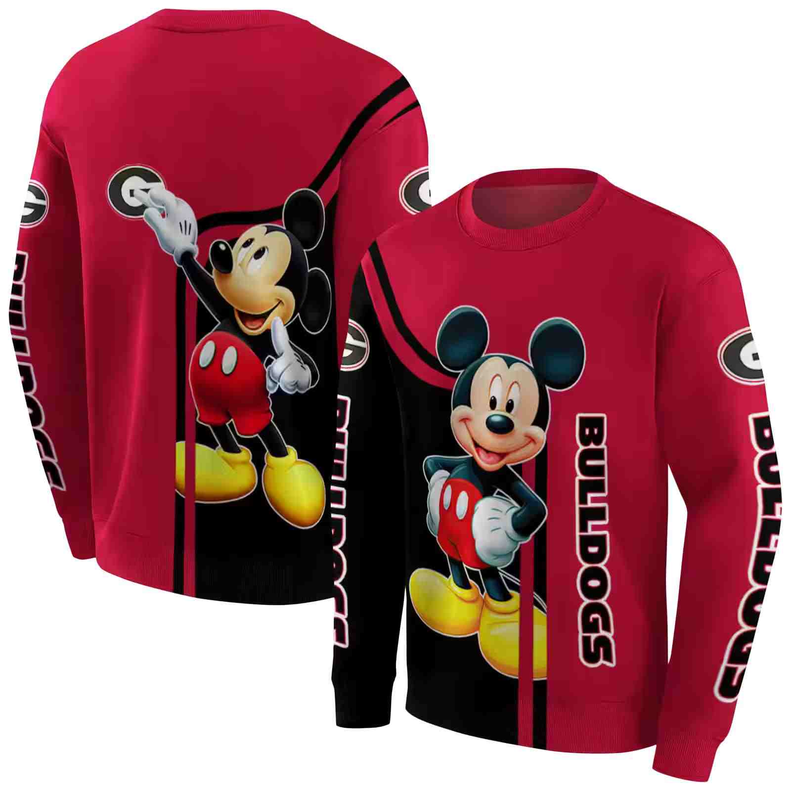 georgia bulldogs mickey mouse red black hoodie premium grade