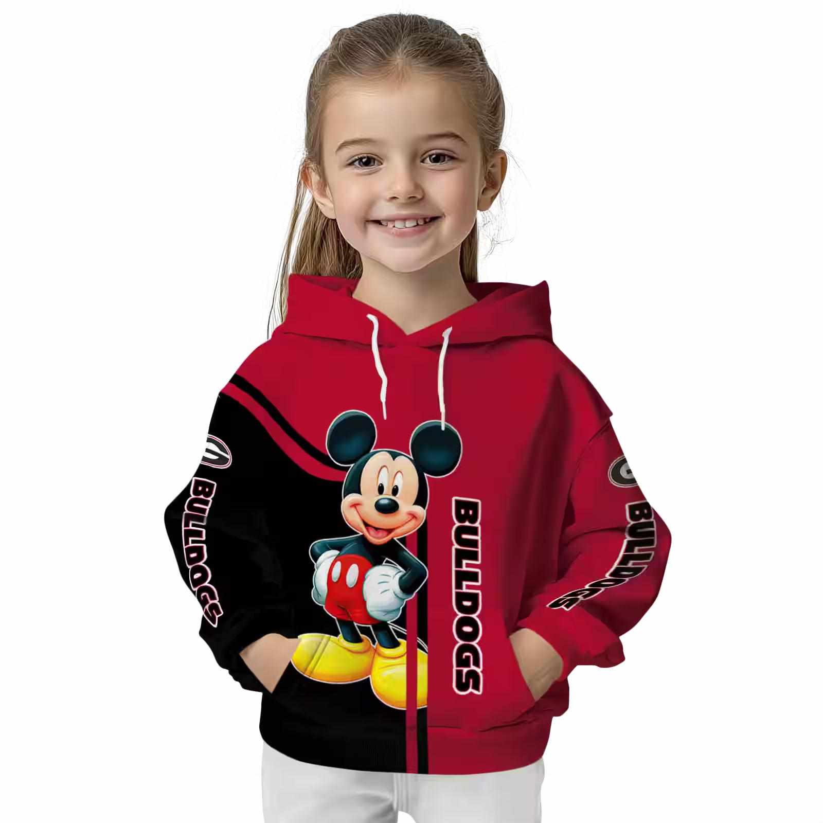 georgia bulldogs mickey mouse red black hoodie top rated