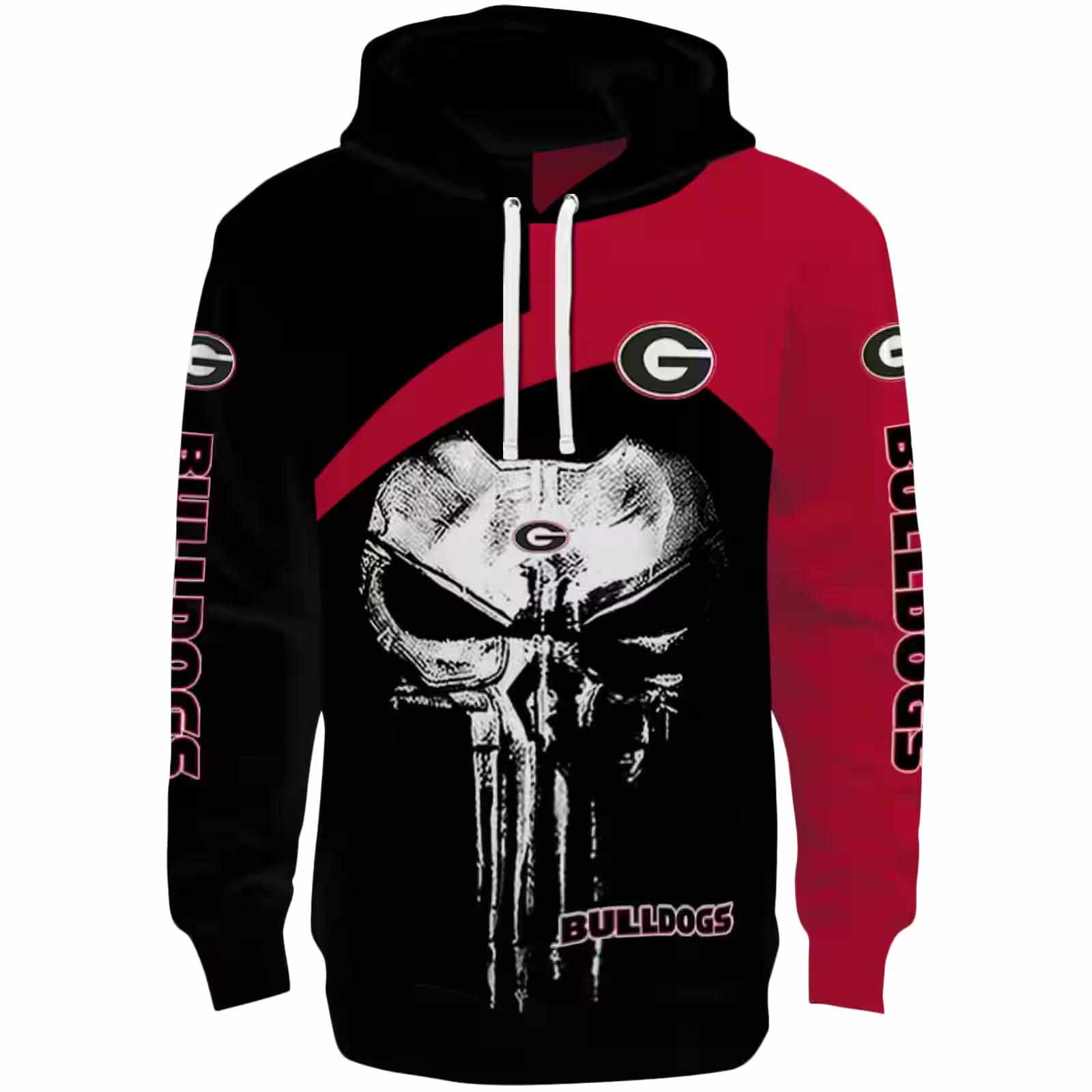Georgia Bulldogs Skull Punisher Black Hoodie
