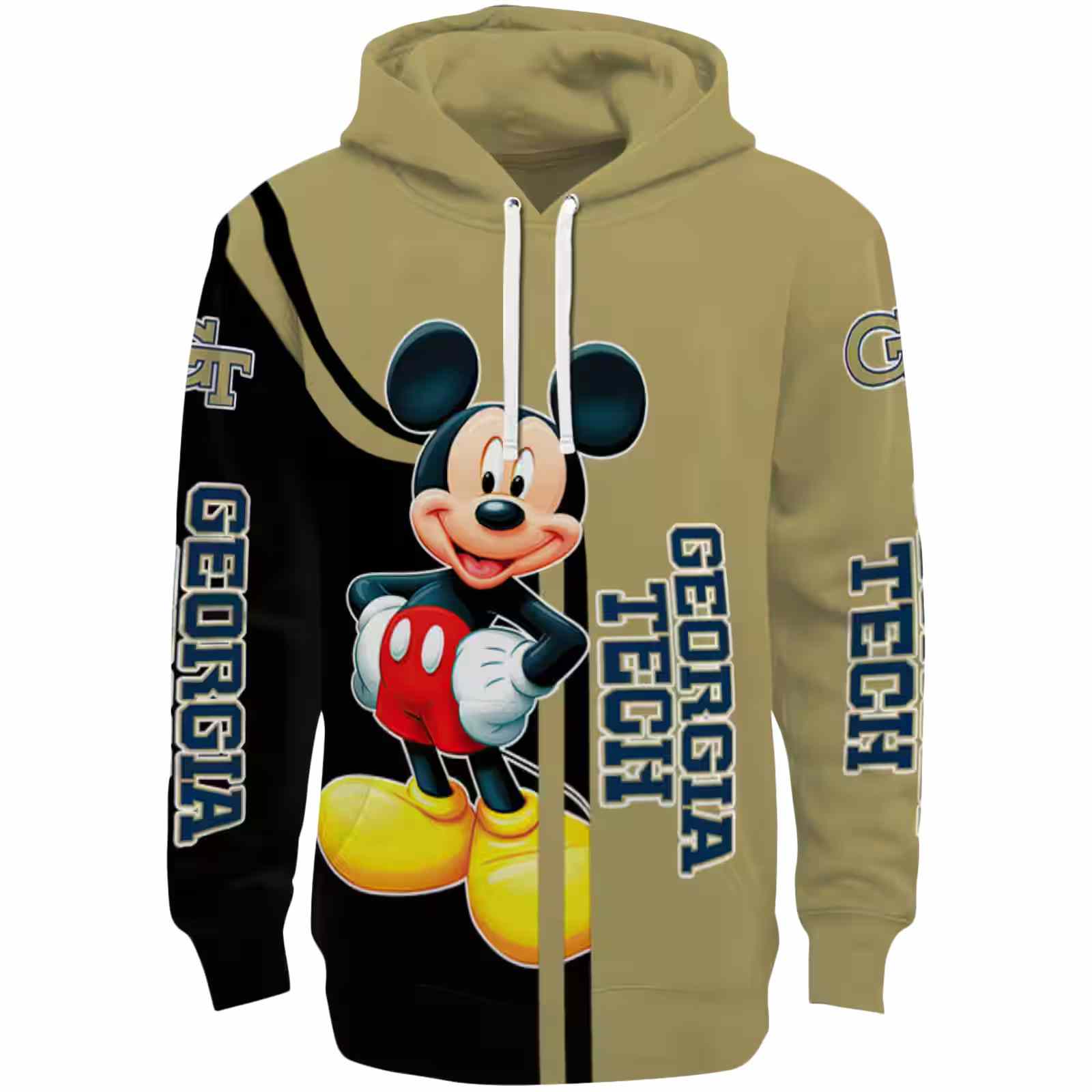 Georgia Tech Yellow Jackets Mickey Mouse Gold Black Hoodie