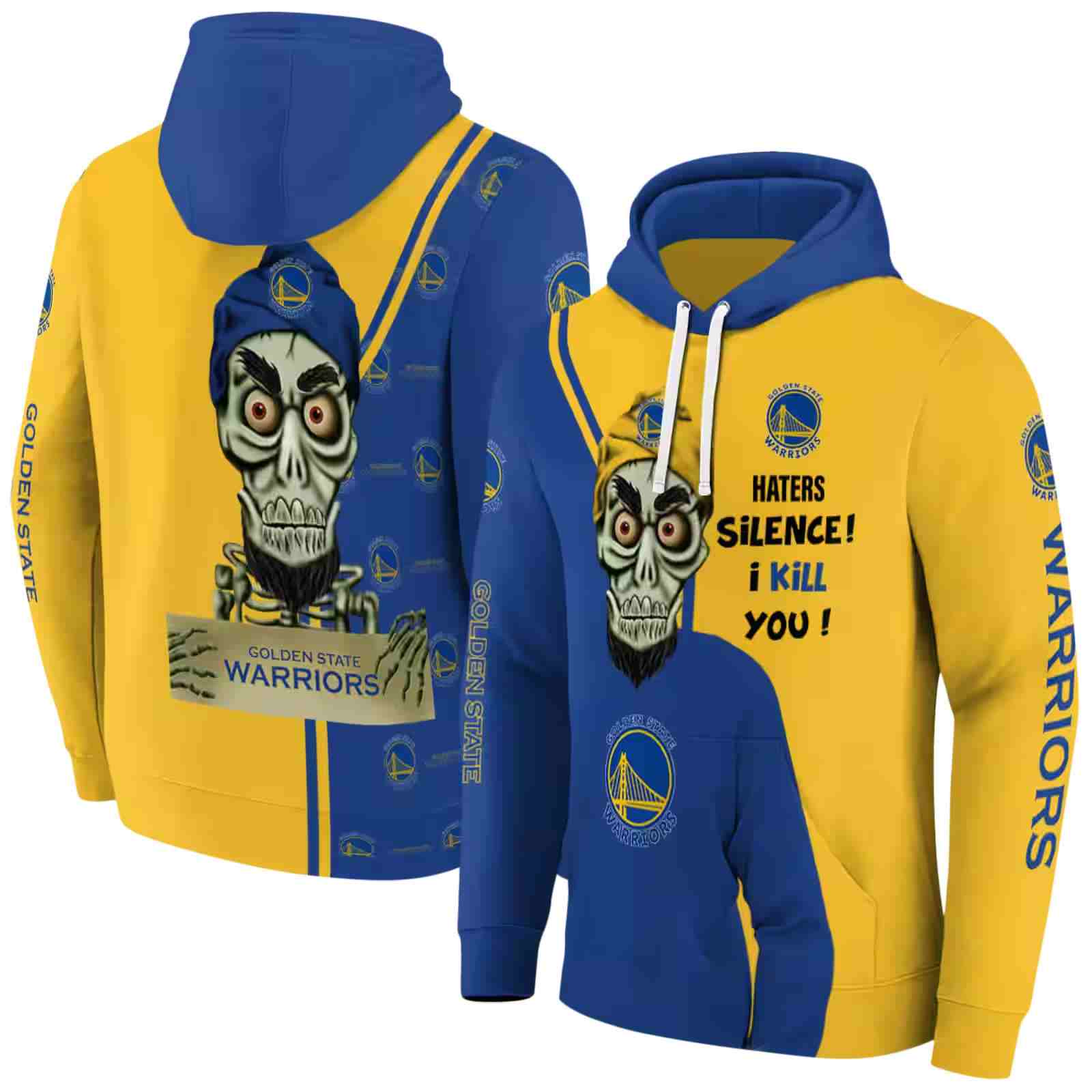 golden state warriors achmed skull blue hoodie fashion forward