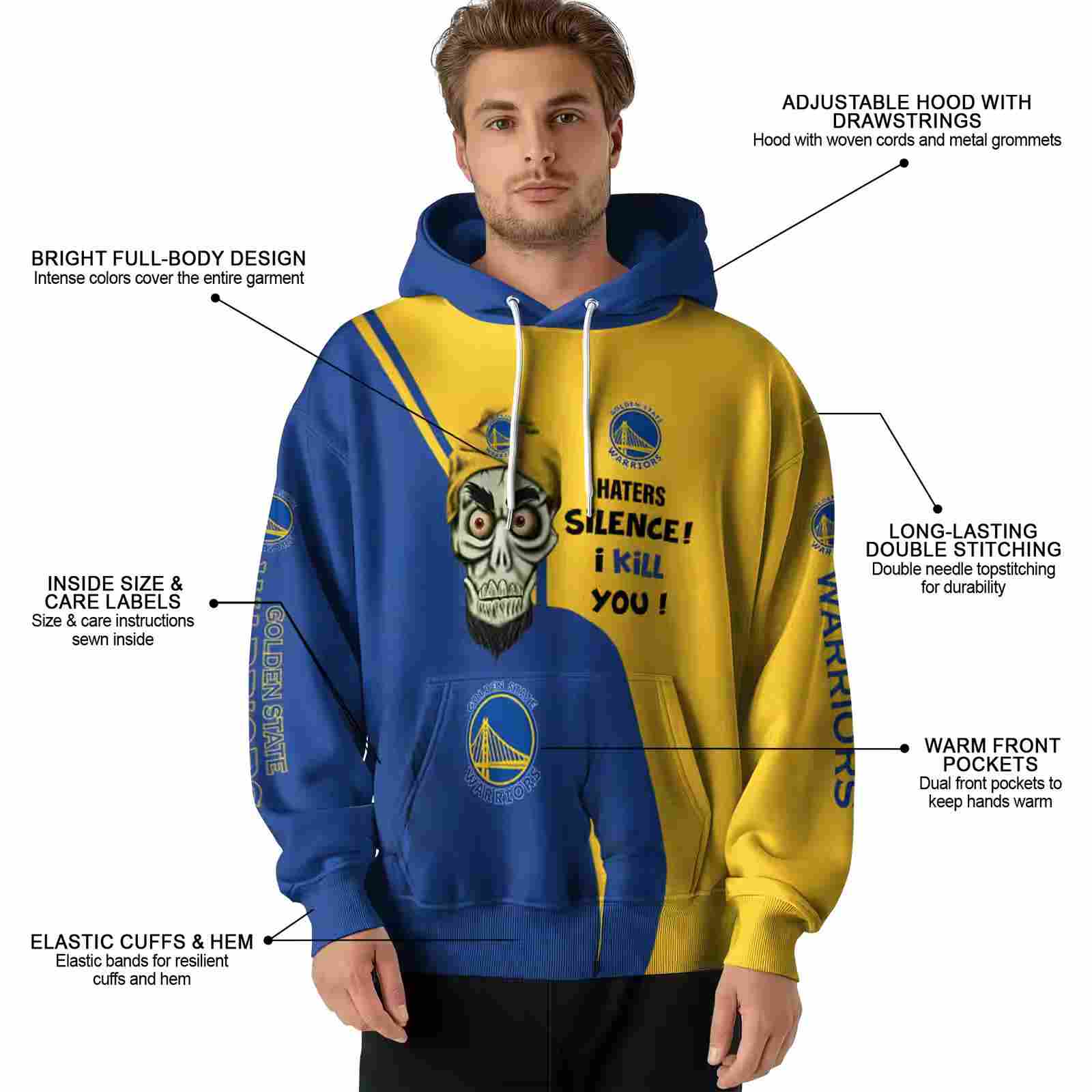 golden state warriors achmed skull blue hoodie latest model