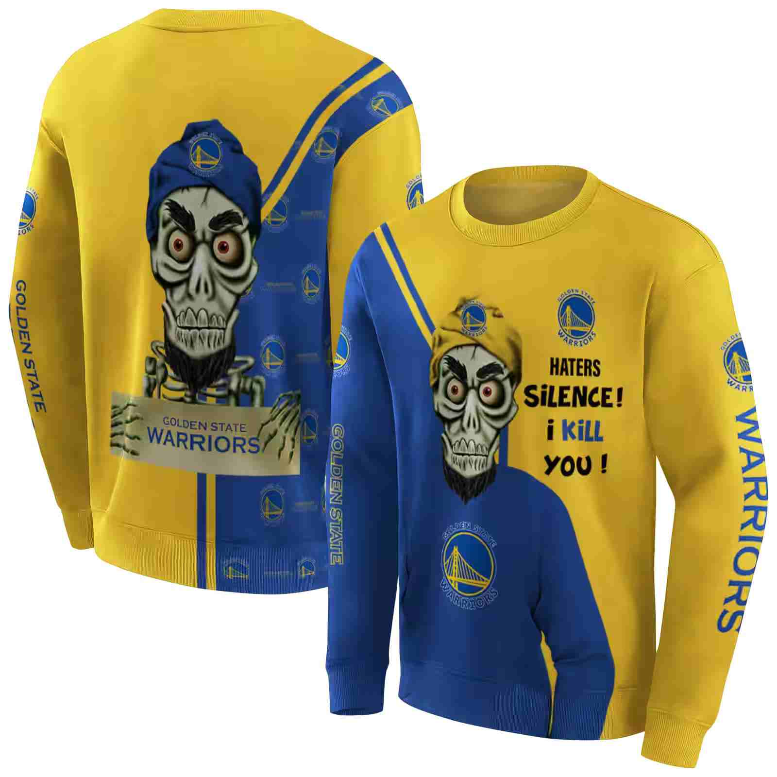 golden state warriors achmed skull blue hoodie premium grade