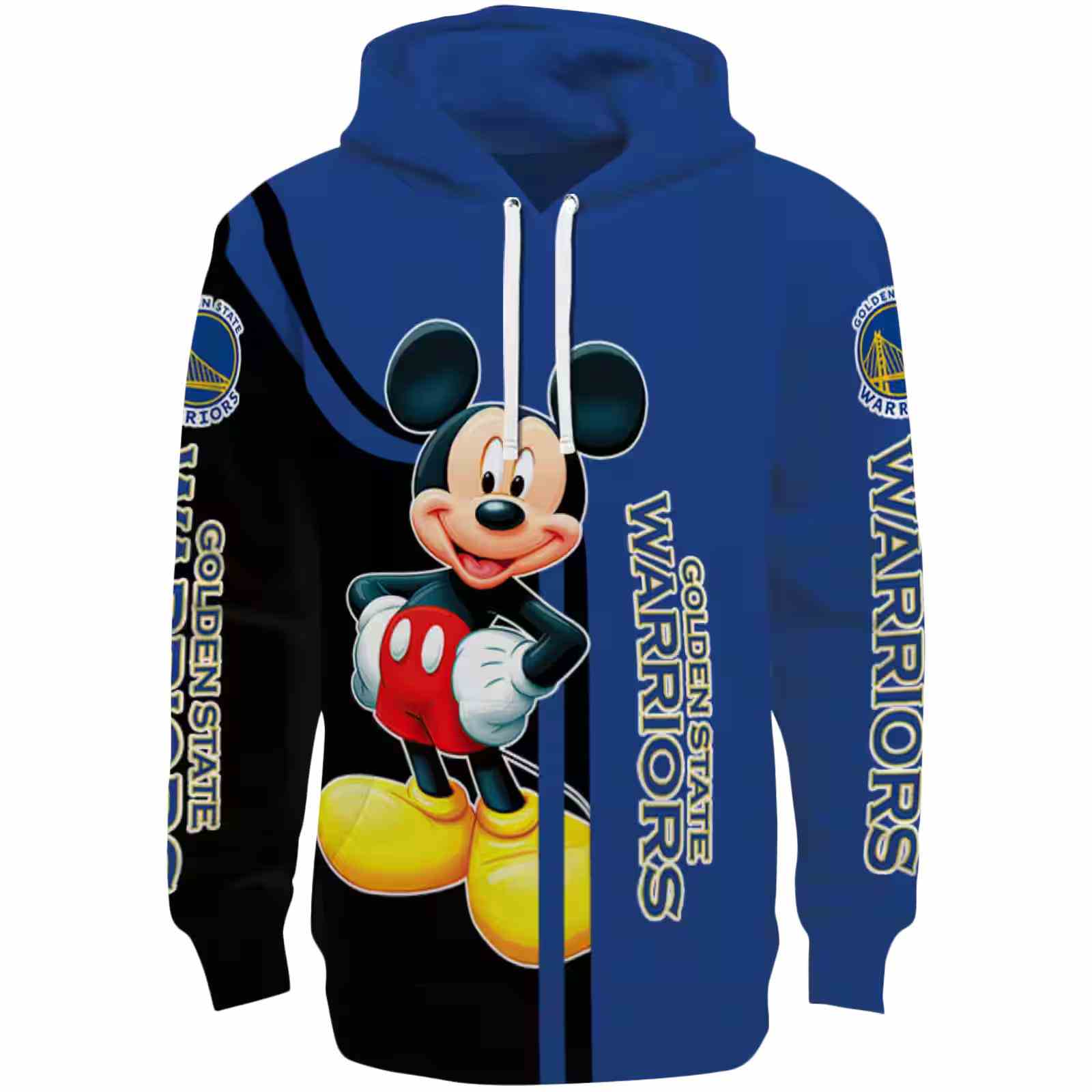 Golden State Warriors Mickey Mouse Blue Black Hoodie