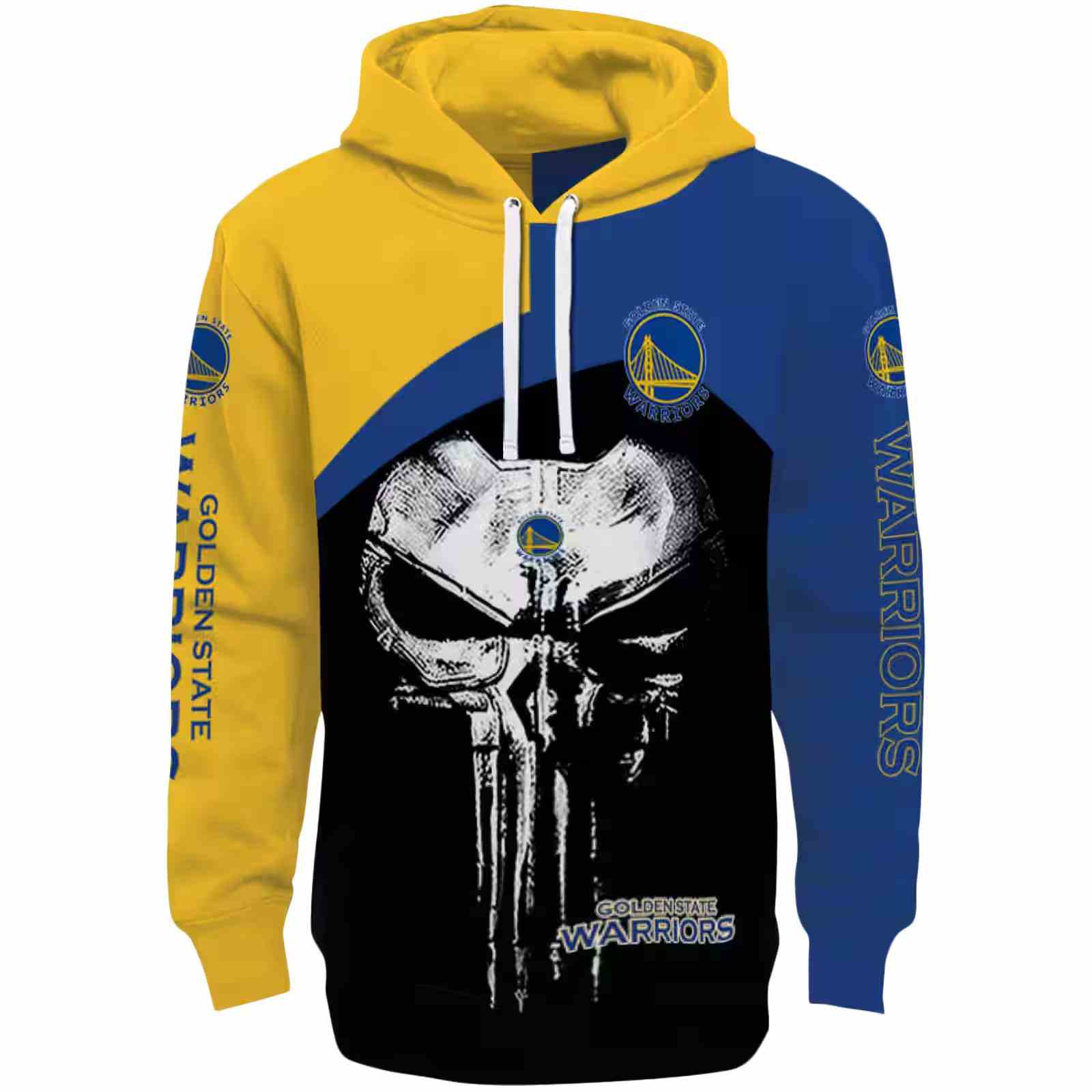 Golden State Warriors Skull Punisher Yellow Black Hoodie