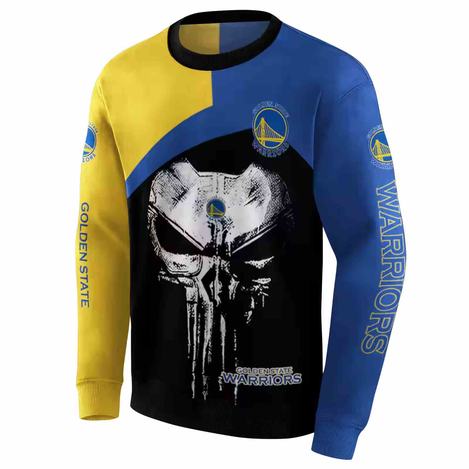 golden state warriors skull punisher yellow black hoodie new arrival