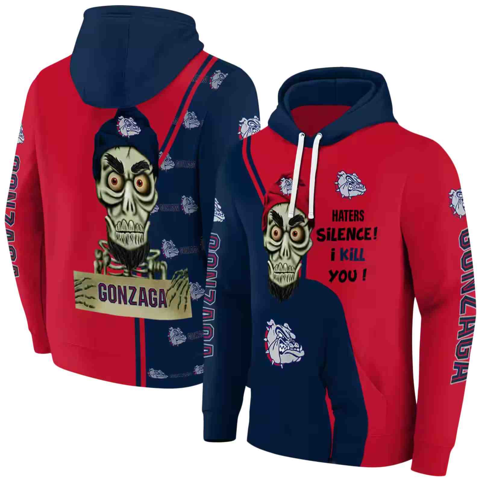 gonzaga bulldogs achmed skull blue hoodie fashion forward