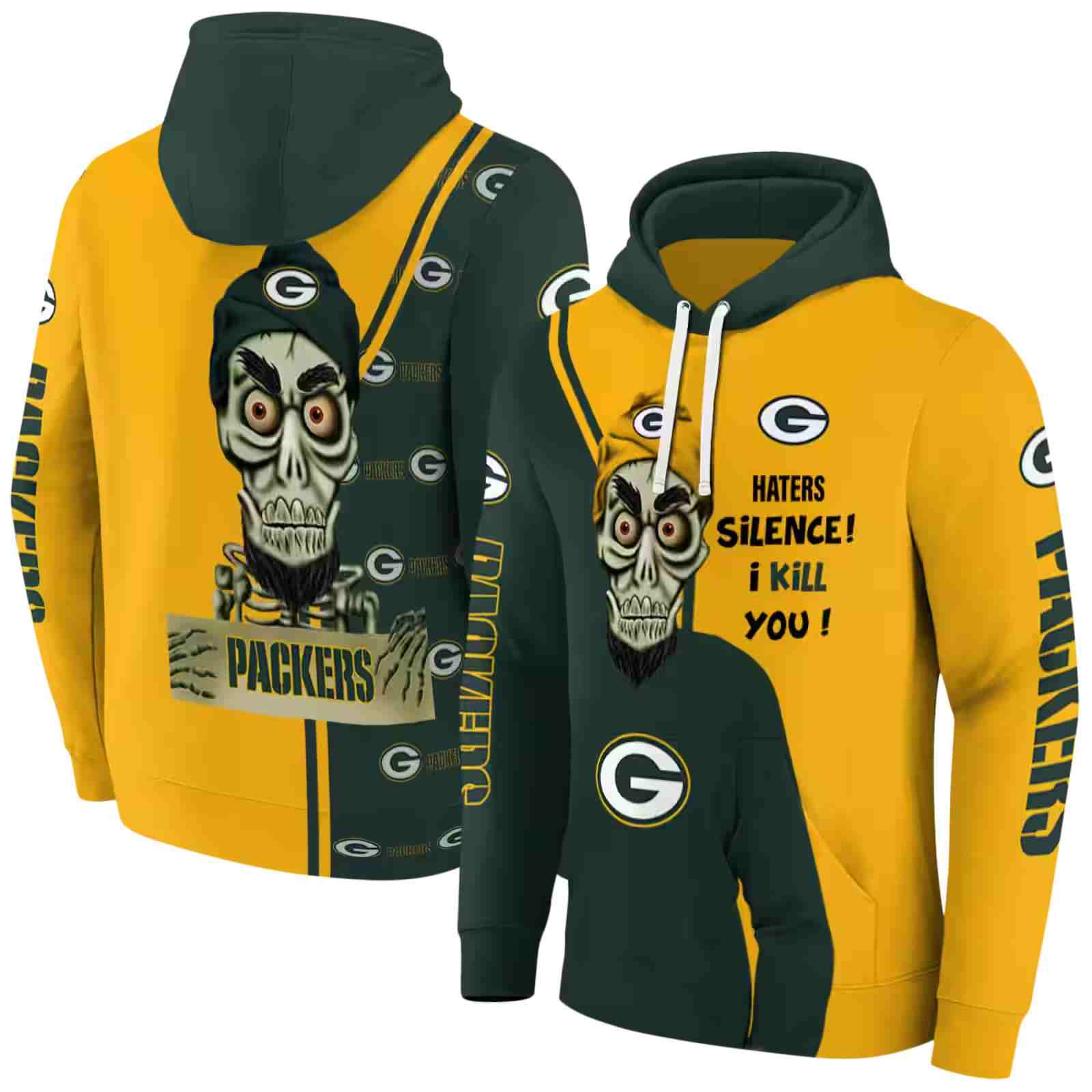 green bay packers achmed skull green hoodie fashion forward