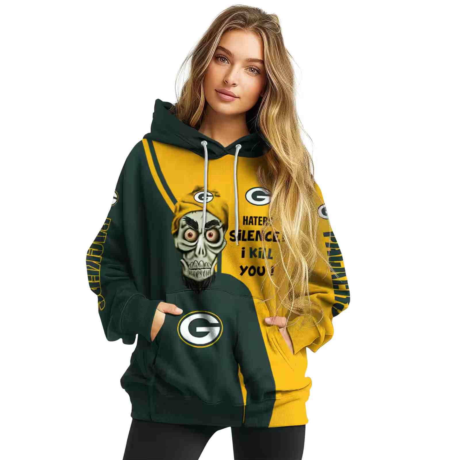 green bay packers achmed skull green hoodie high quality