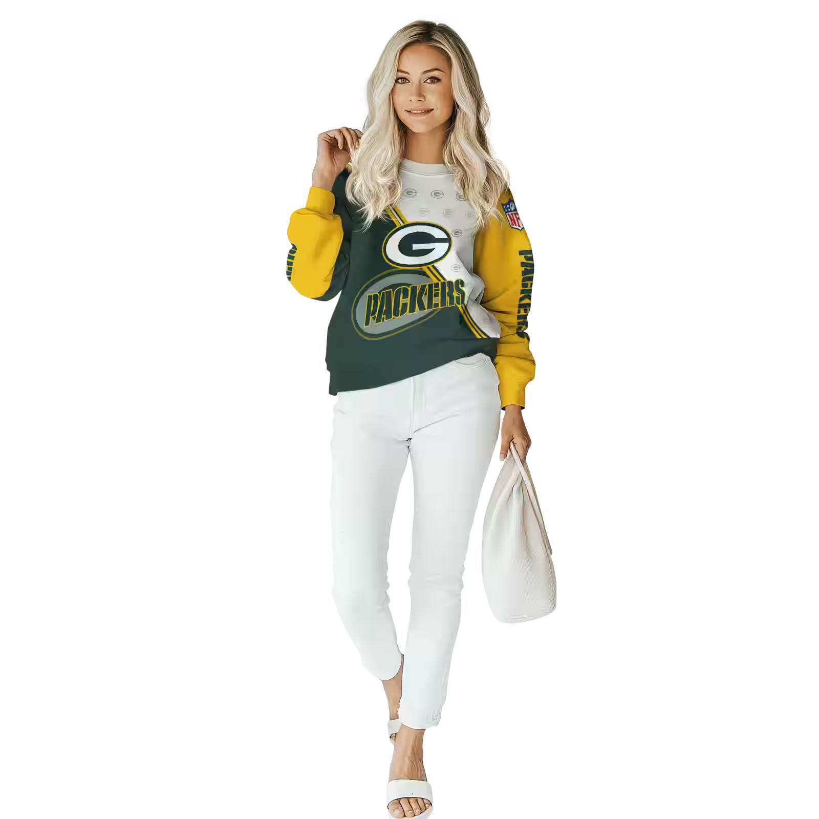 green bay packers diagonal stripe green white hoodie trendy