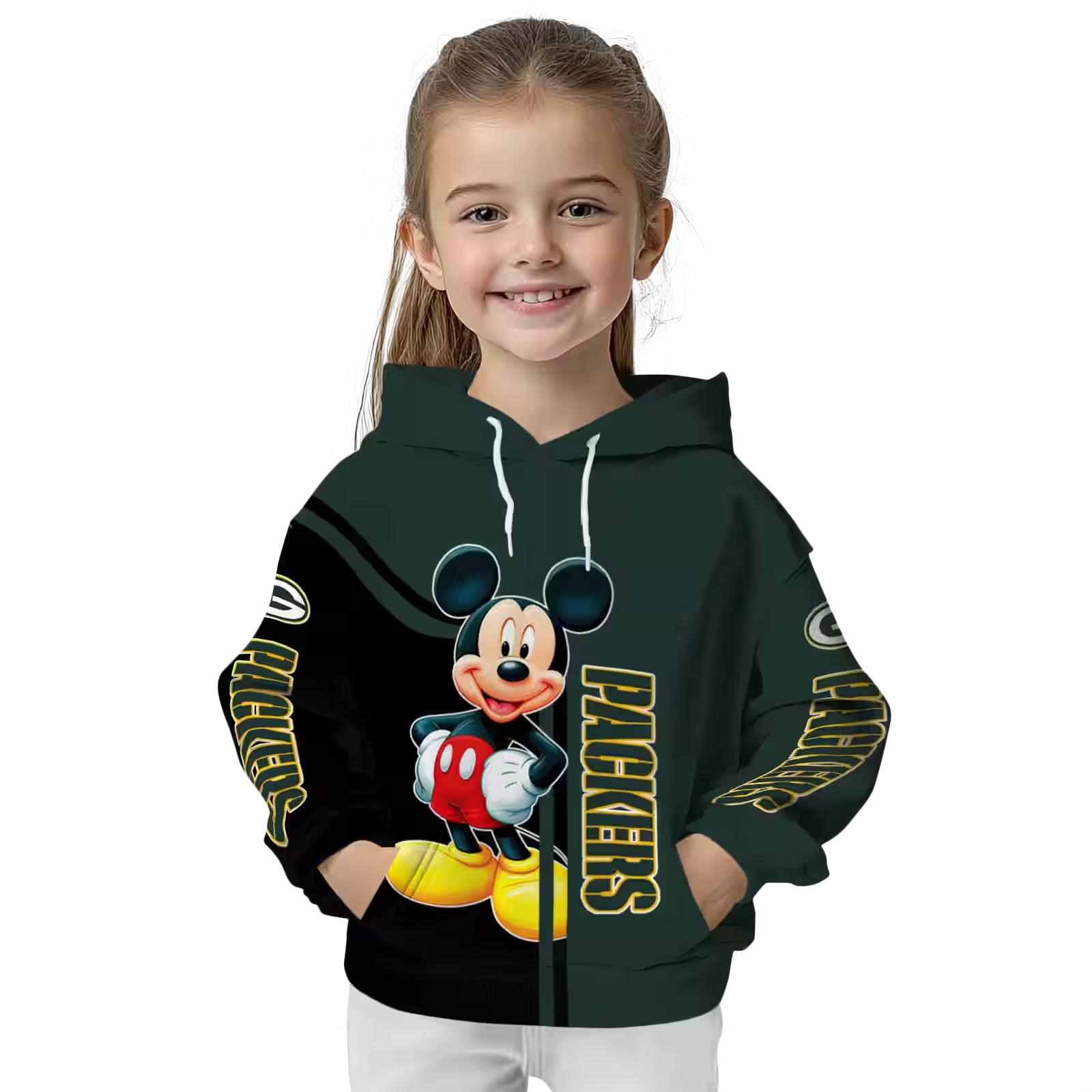 green bay packers mickey mouse green black hoodie top rated