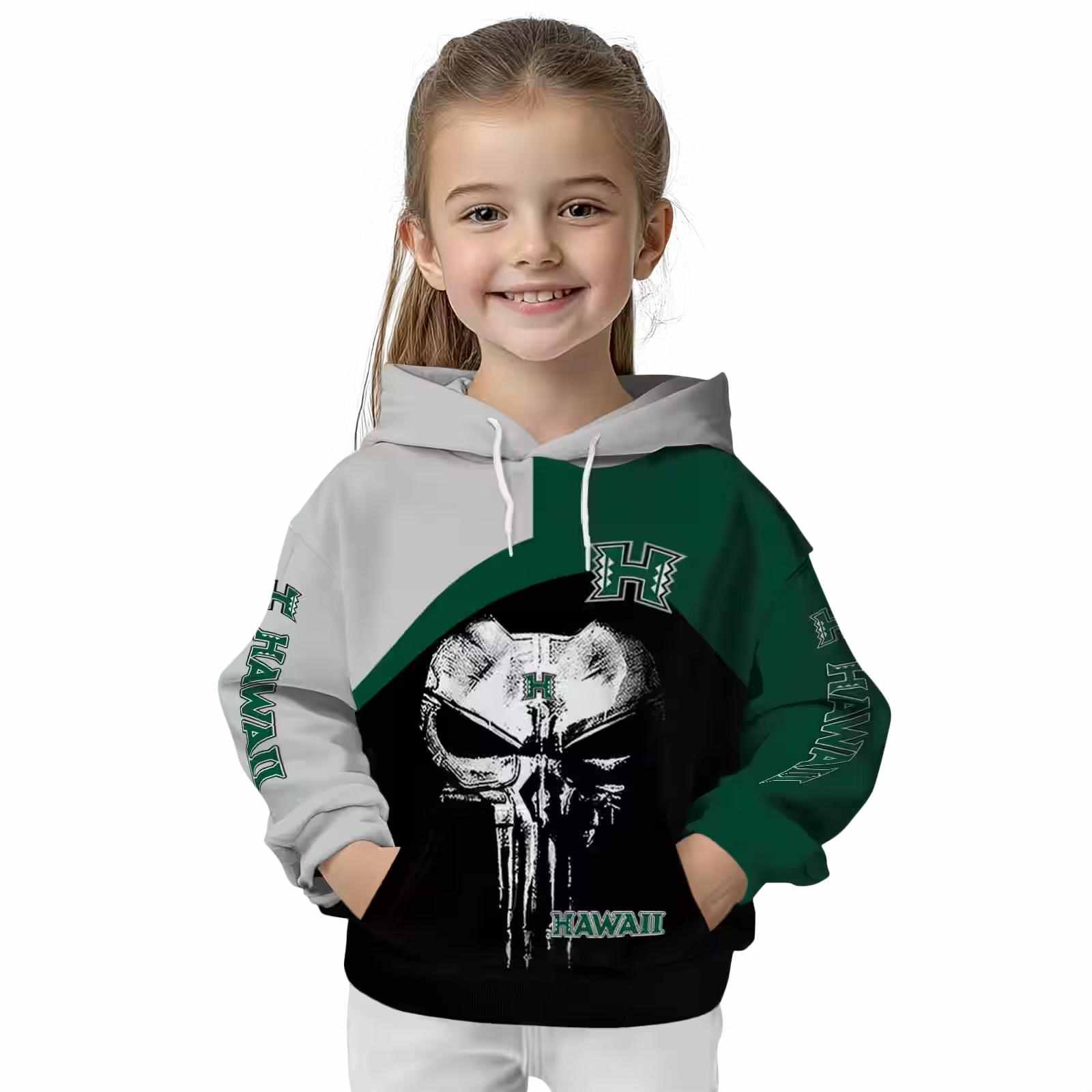 hawaii rainbow warriors skull punisher silver black hoodie top rated