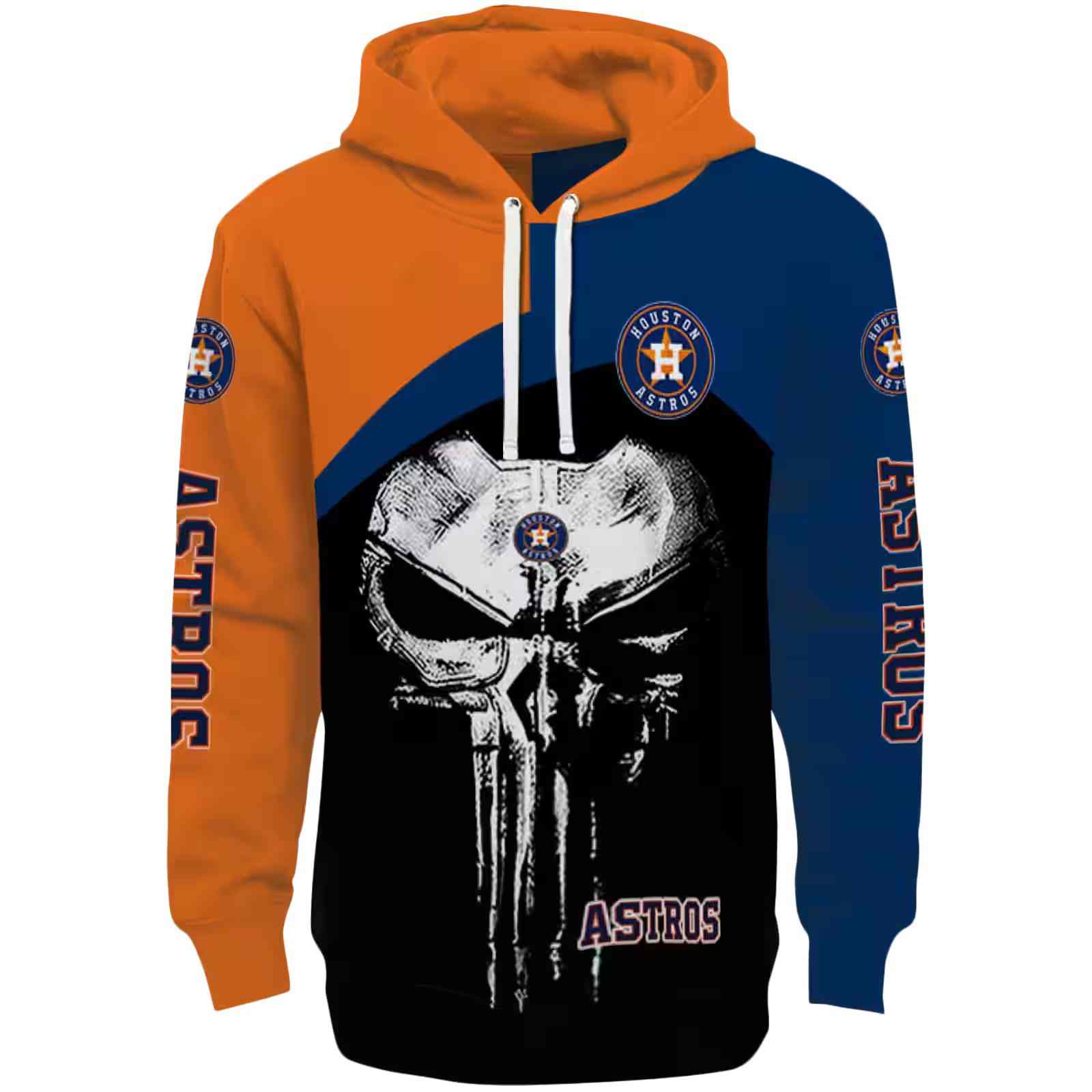 Houston Astros Skull Punisher Orange Black Hoodie