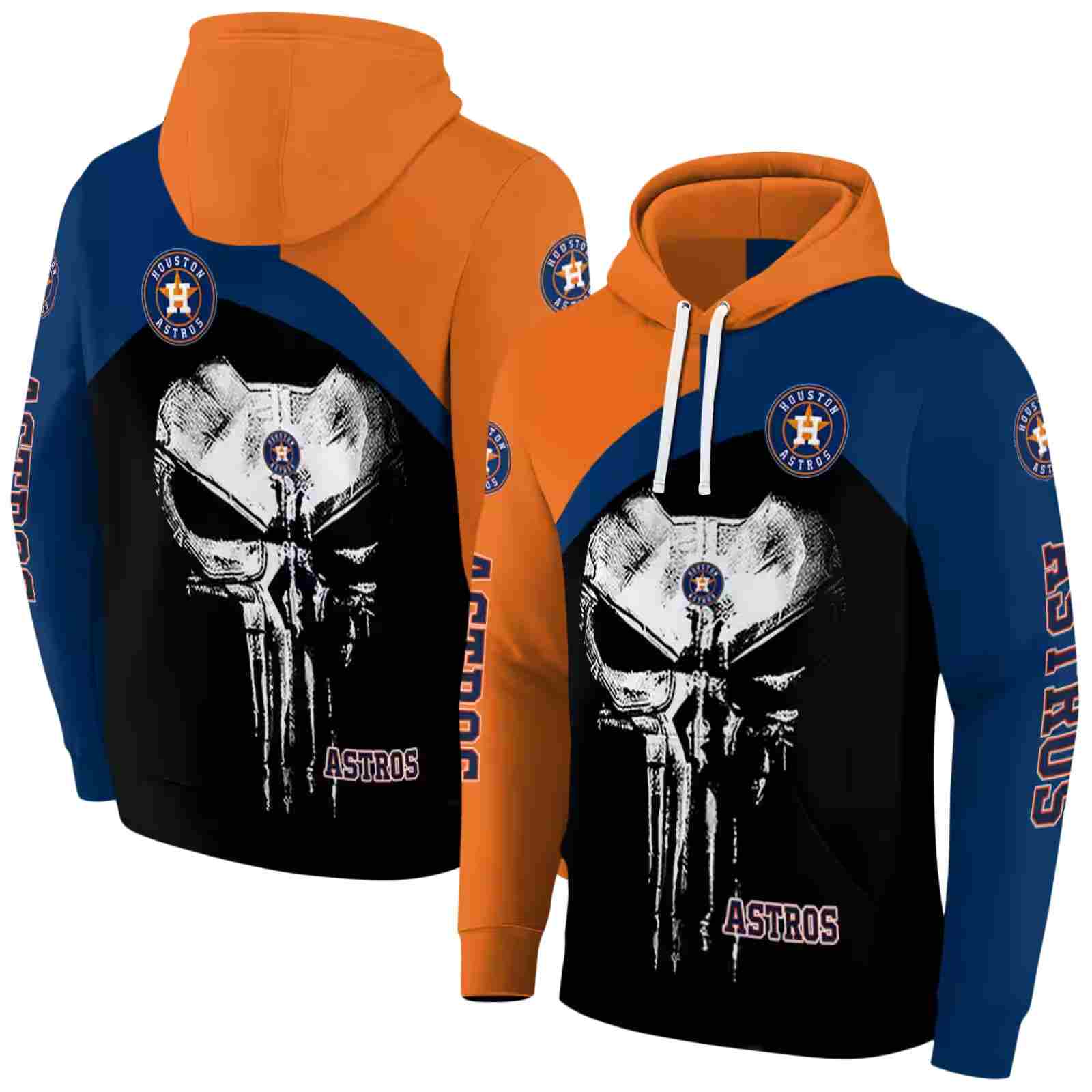 houston astros skull punisher orange black hoodie fashion forward