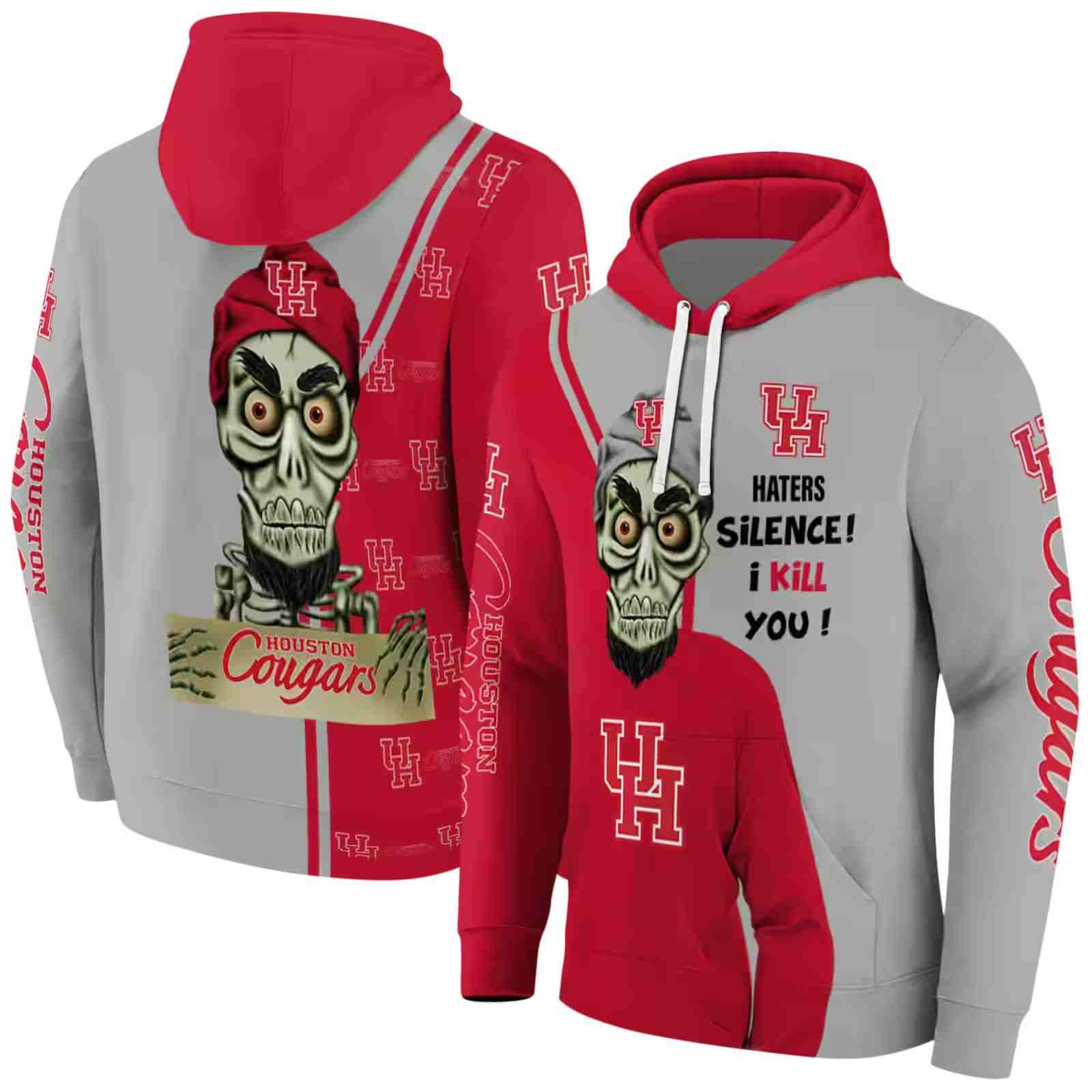 houston cougars achmed skull red hoodie fashion forward