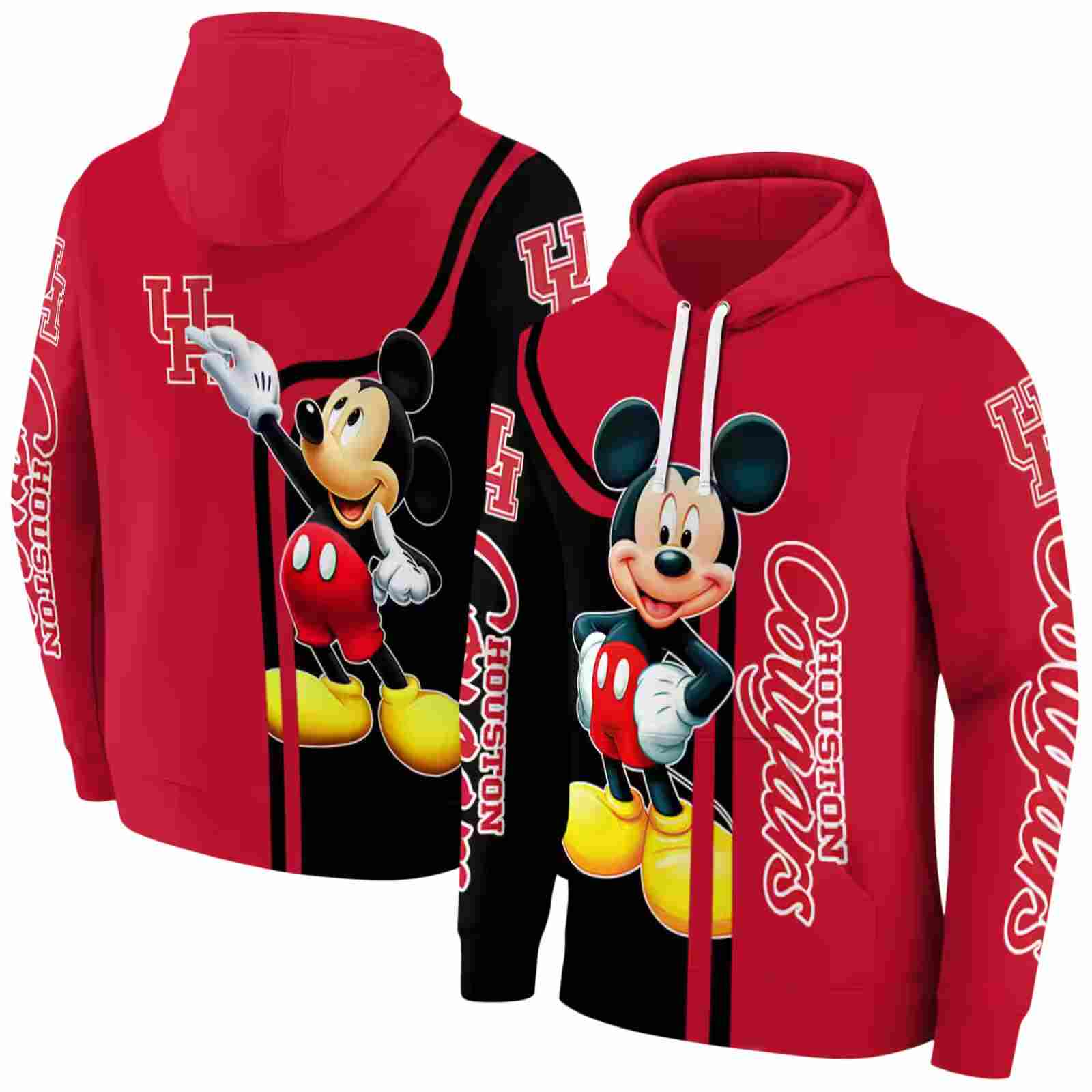 houston cougars mickey mouse red black hoodie fashion forward