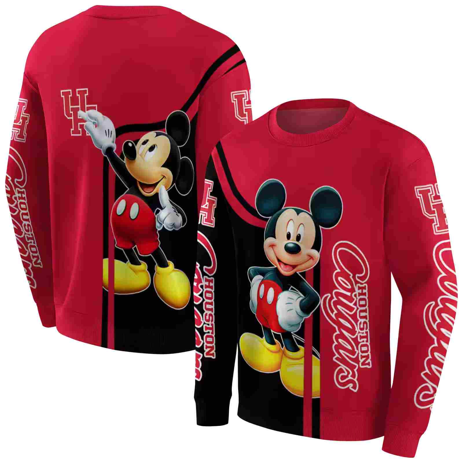 houston cougars mickey mouse red black hoodie premium grade