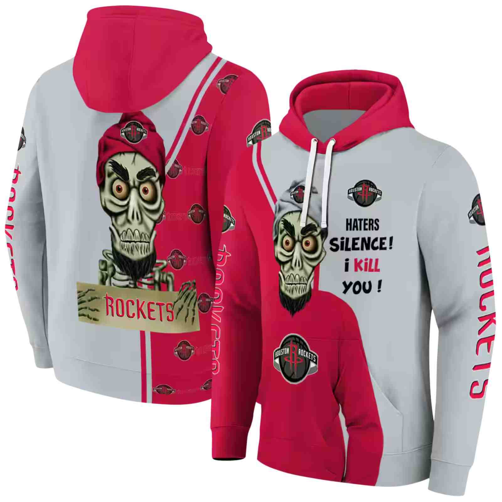 houston rockets achmed skull red hoodie fashion forward