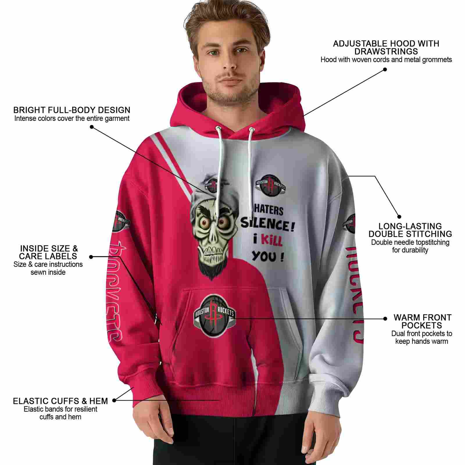 houston rockets achmed skull red hoodie latest model