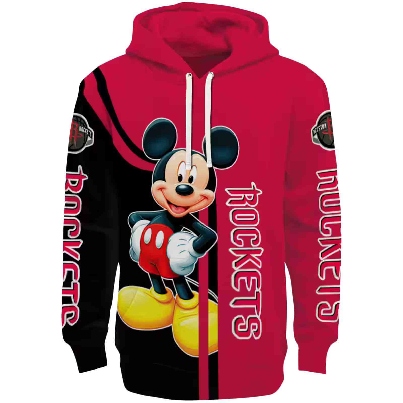 Houston Rockets Mickey Mouse Red Black Hoodie