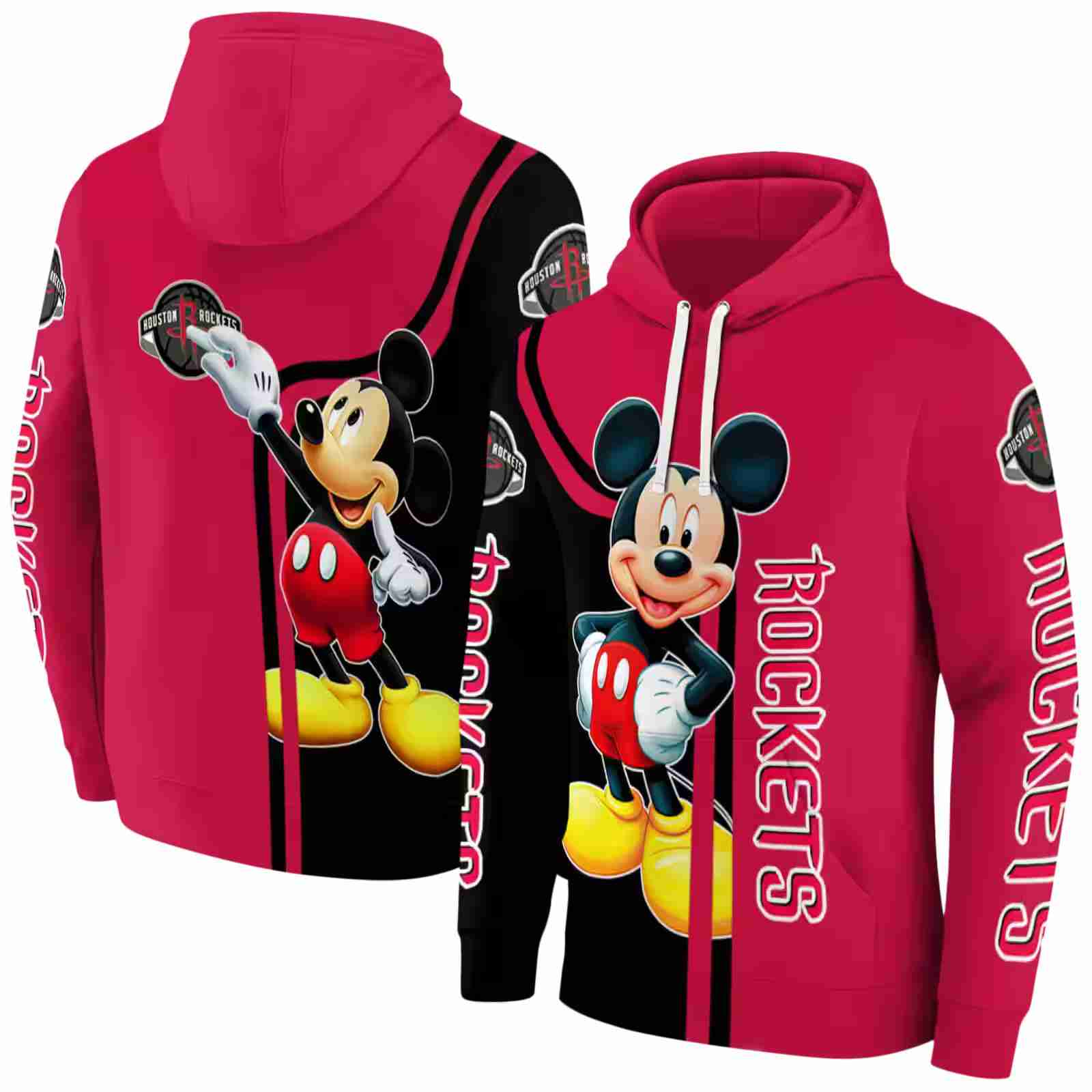 houston rockets mickey mouse red black hoodie fashion forward