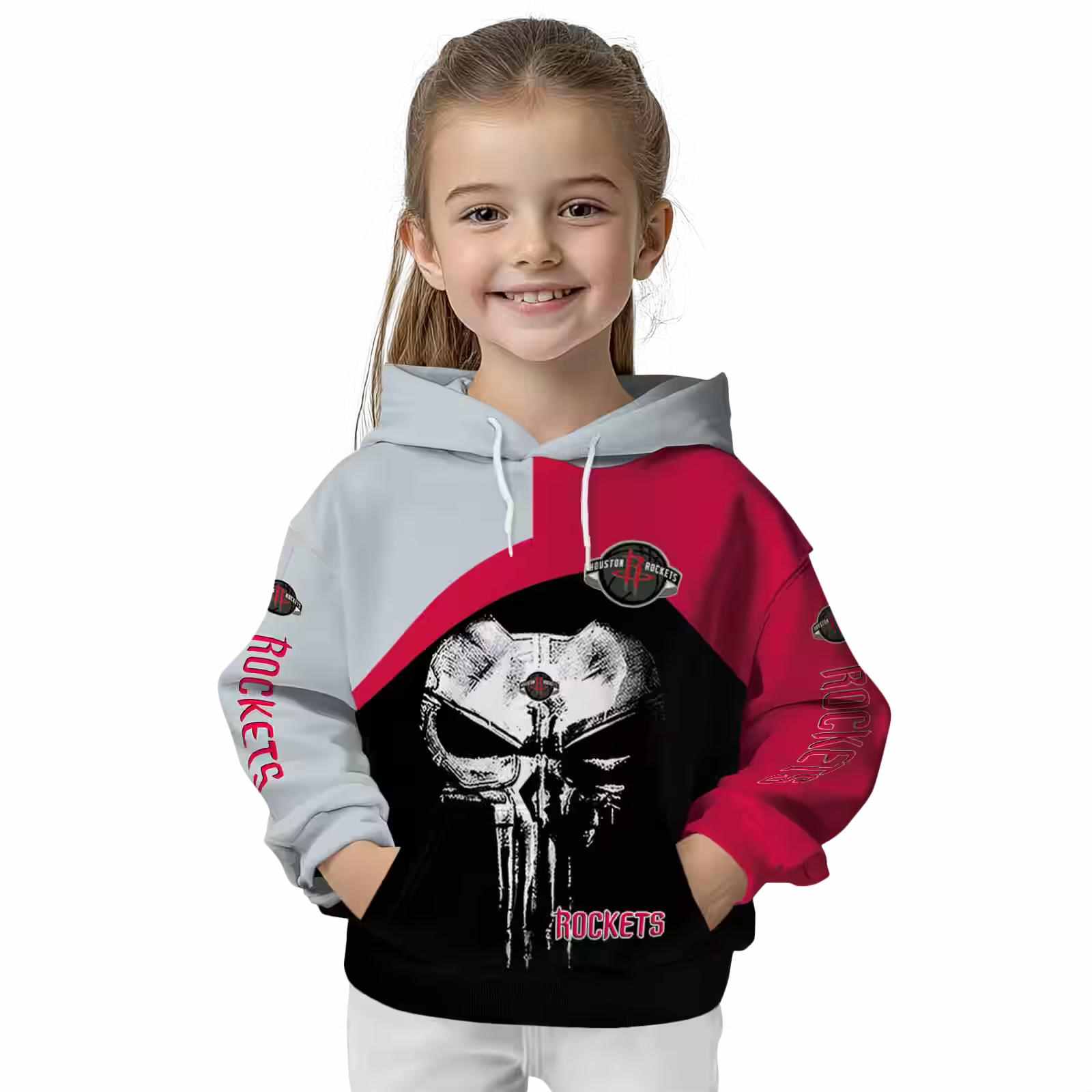 houston rockets skull punisher grey black hoodie top rated