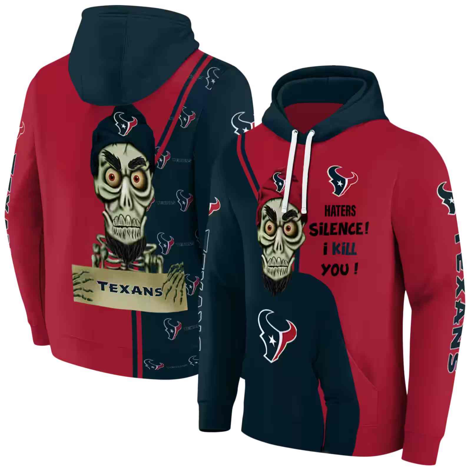 houston texans achmed skull blue hoodie fashion forward