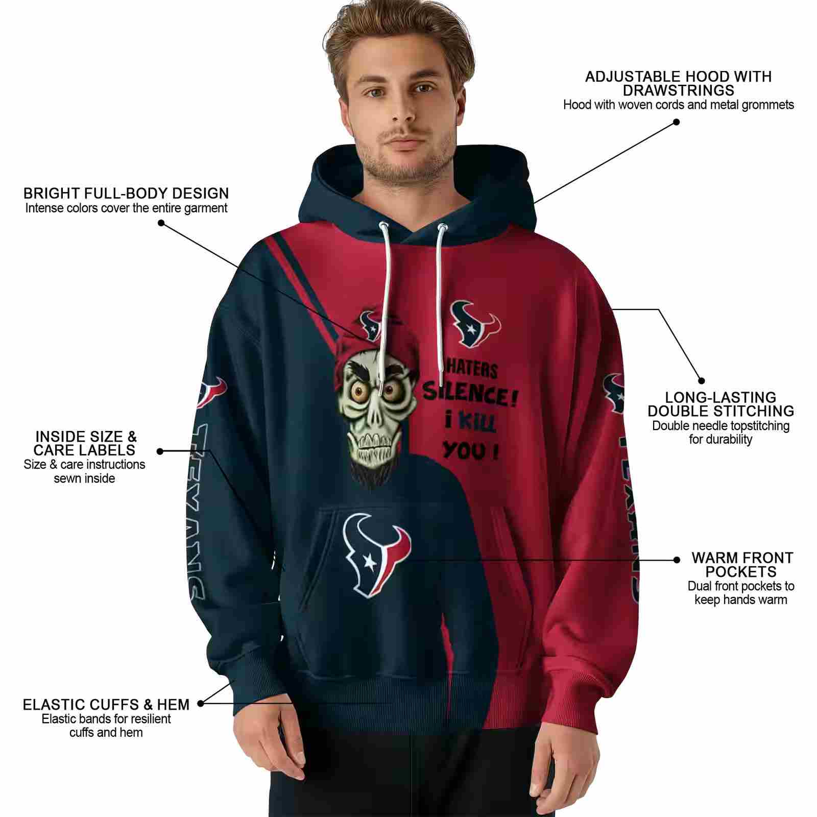 houston texans achmed skull blue hoodie latest model
