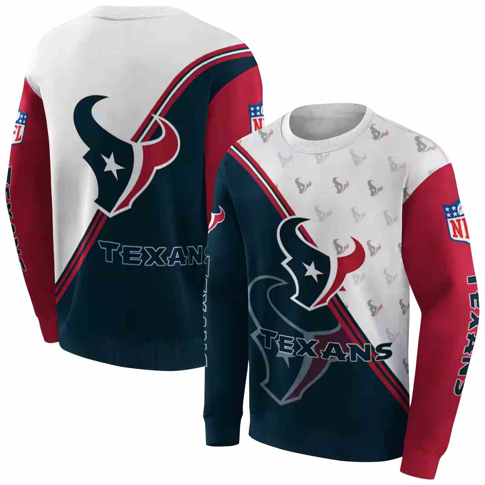 houston texans diagonal stripe blue white hoodie premium grade