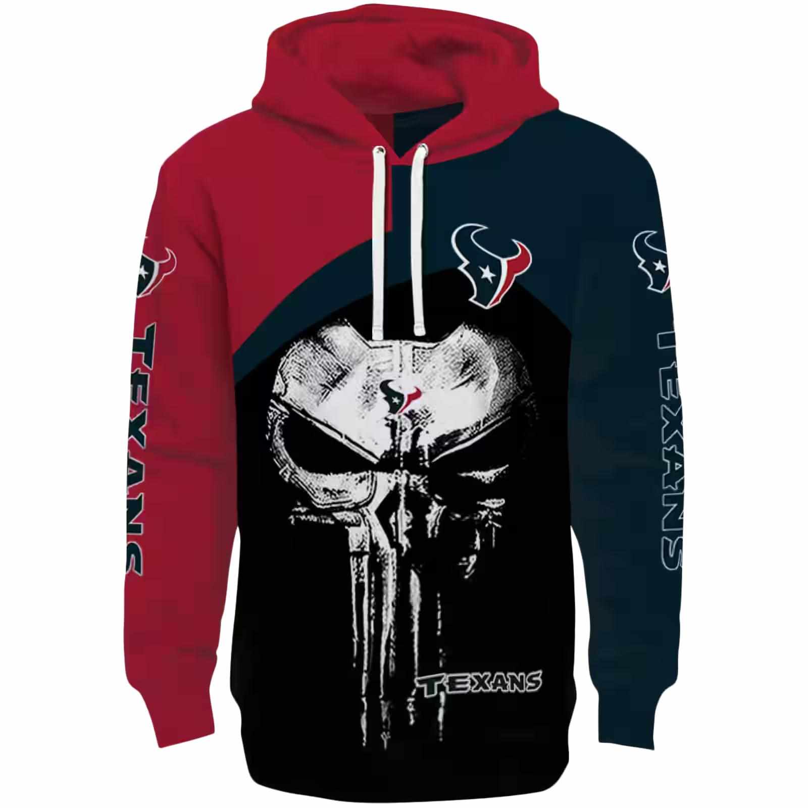 Houston Texans Skull Punisher Red Black Hoodie