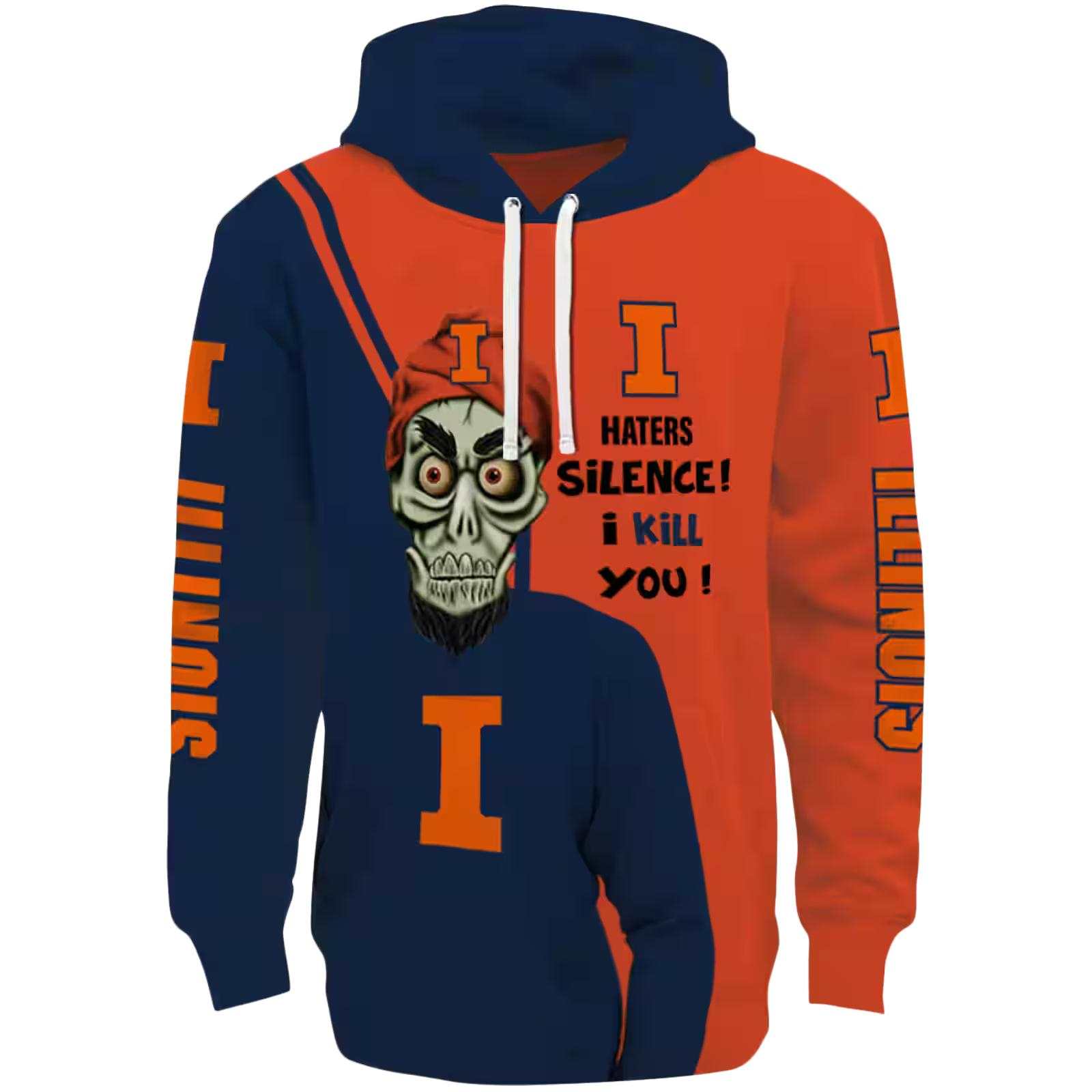 illinois fighting illini achmed skull blue hoodie best selling