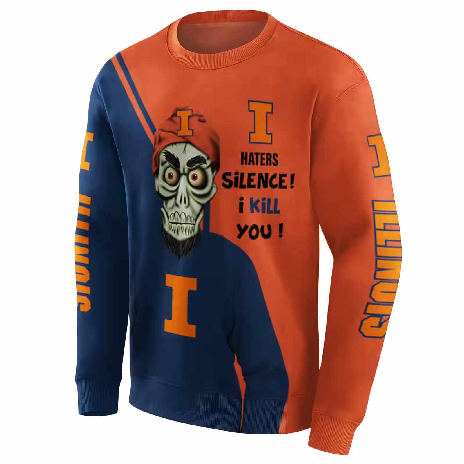 illinois fighting illini achmed skull blue hoodie new arrival
